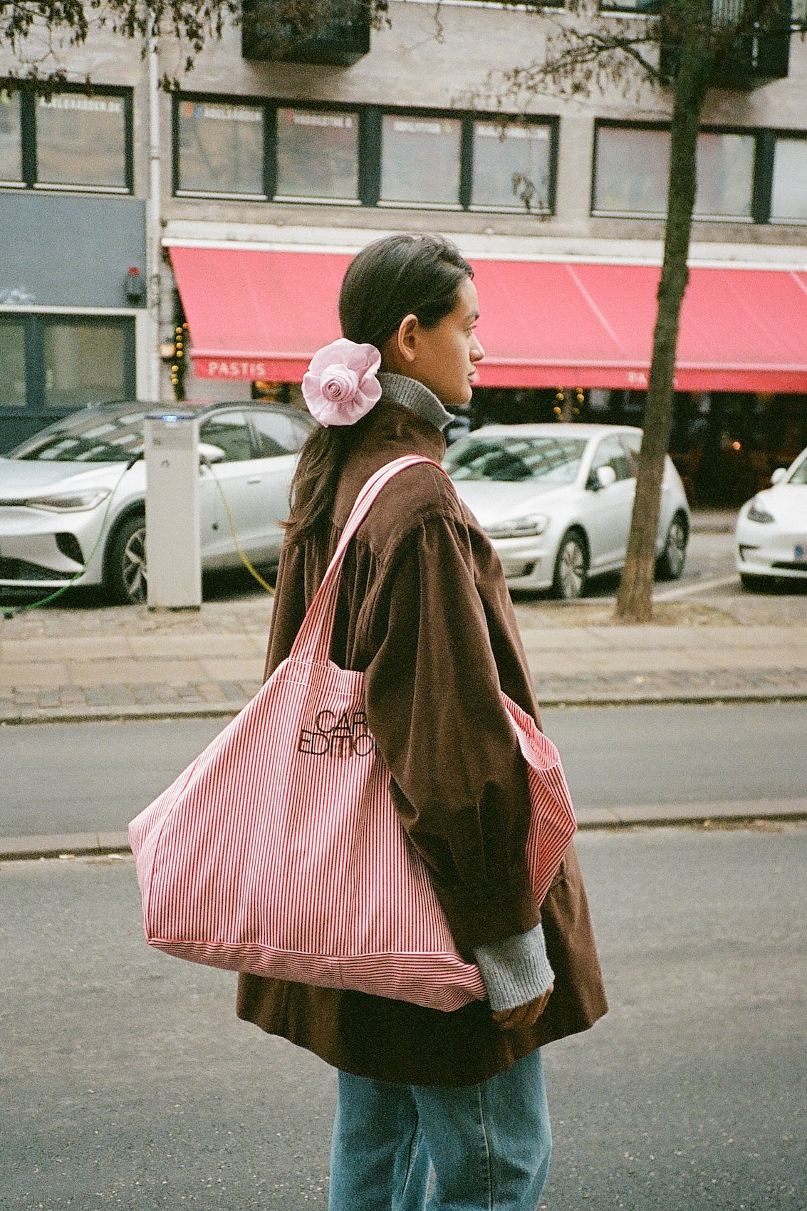 Tote Bag Large - Red White Stripe