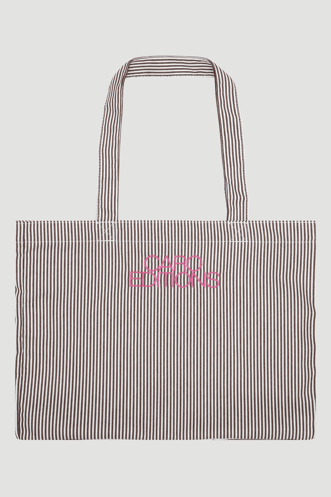 Tote Bag Large - Brown White Stripe