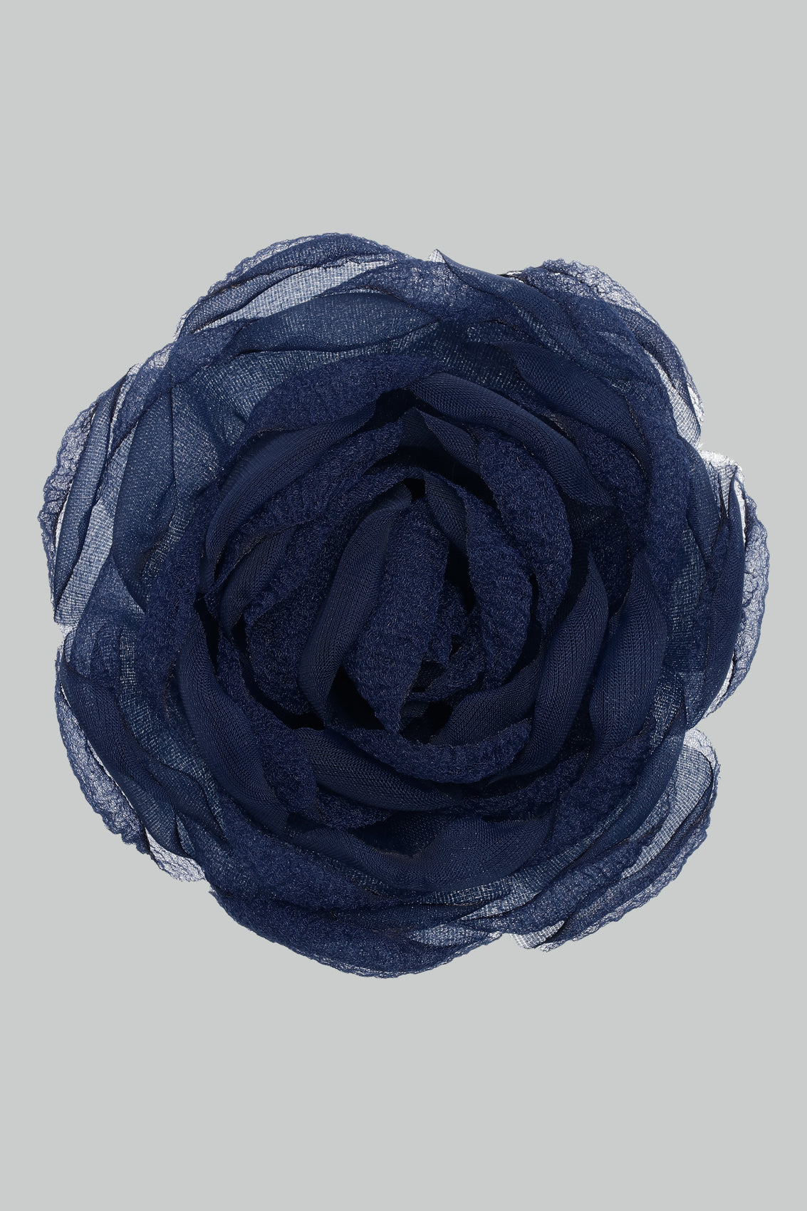 Tulle Rosie Brooch in navy blue Organza.