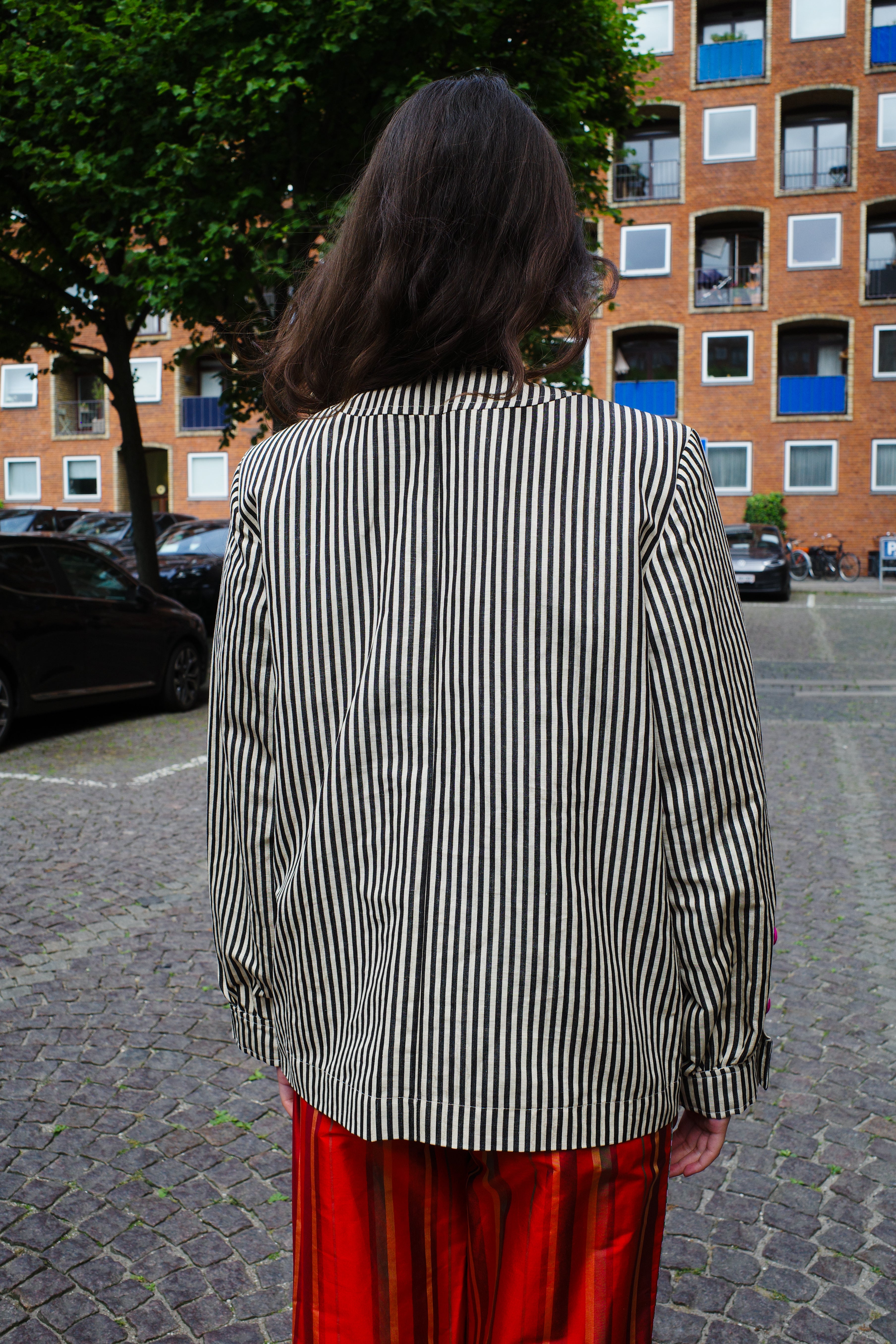 Iggy Jacket AW25 Linen/Cotton MIX Black/White Stripe