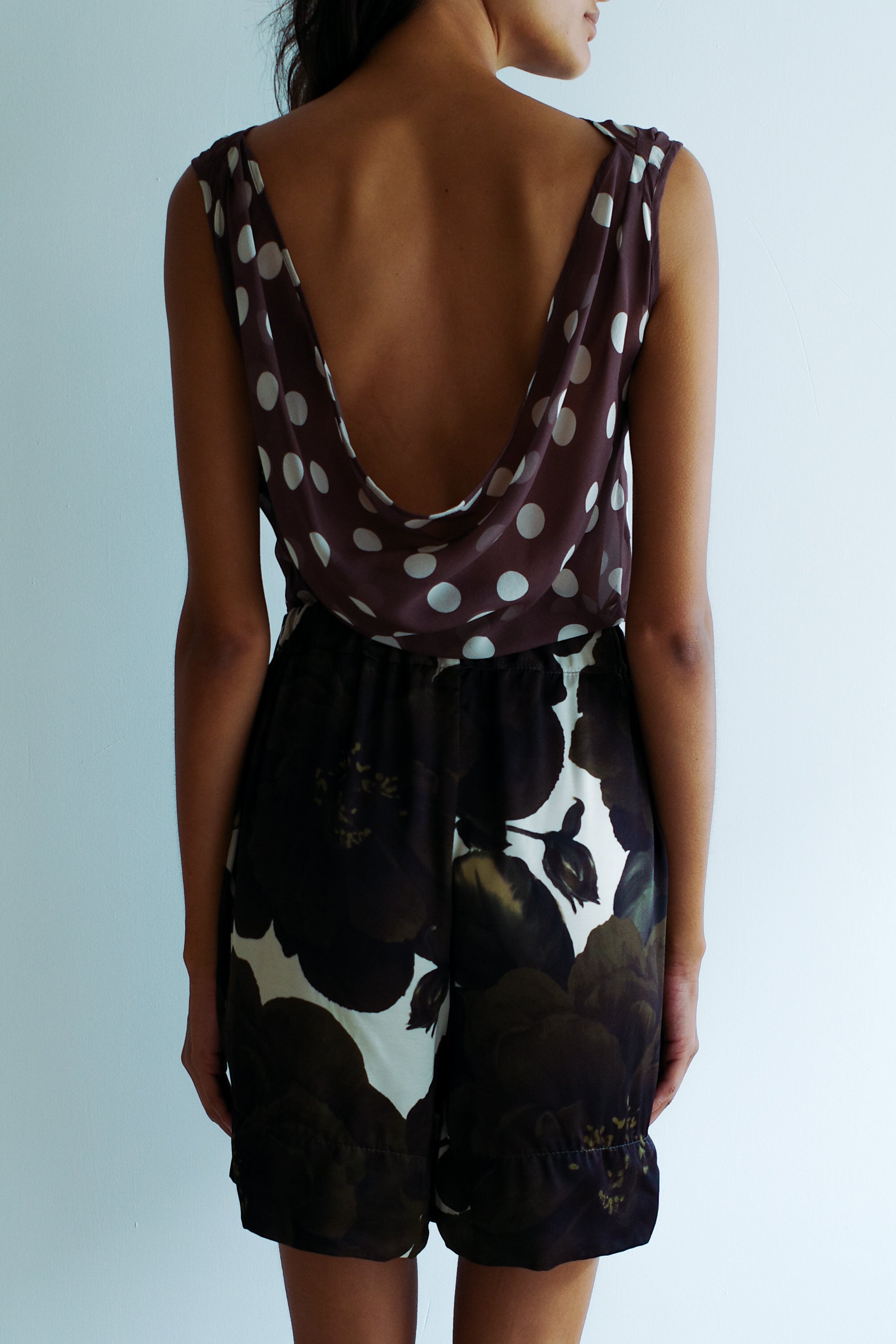 Alexa Top -  Brown w. Cream Dots