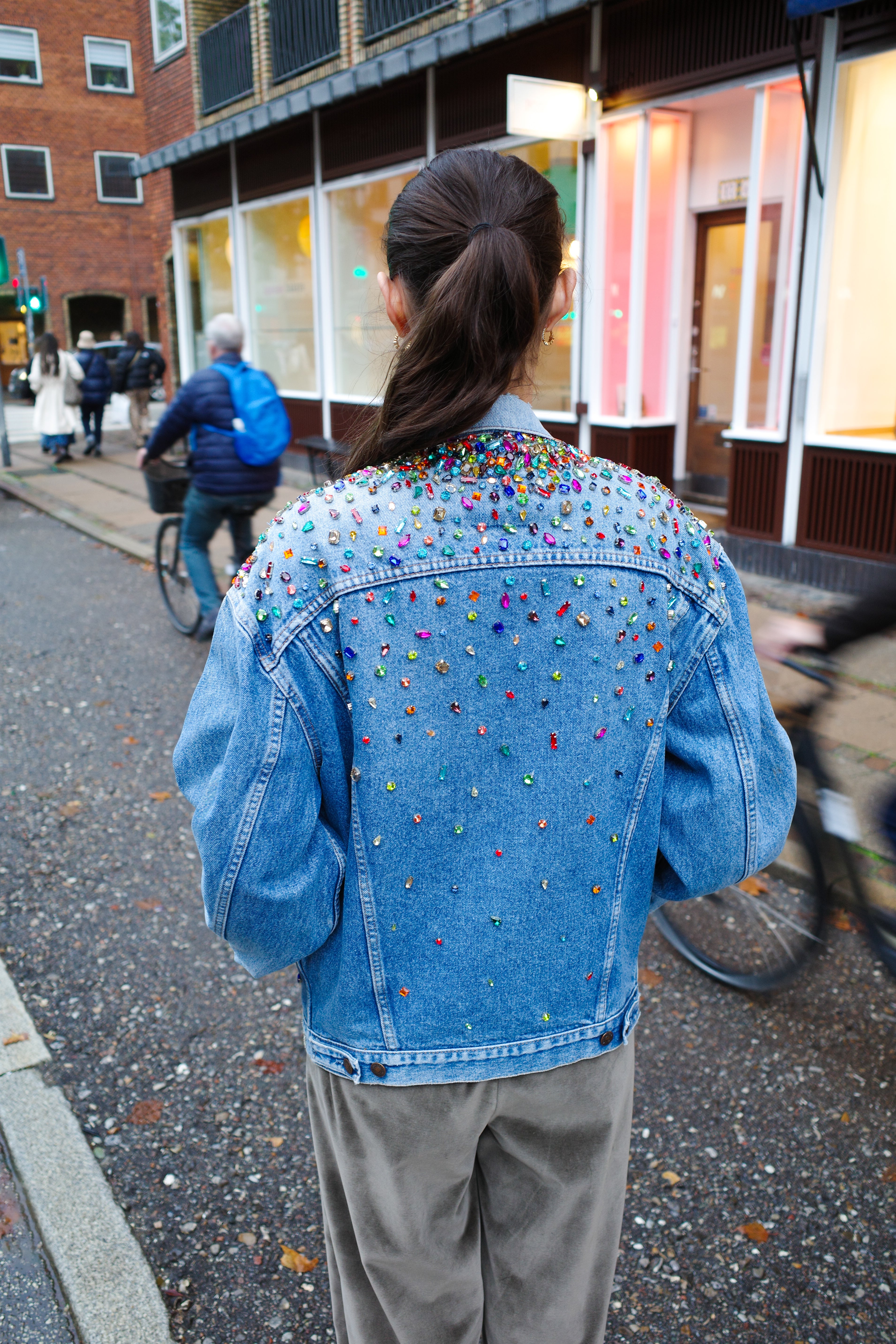 Upcycled Denim Jacket - Diamonds