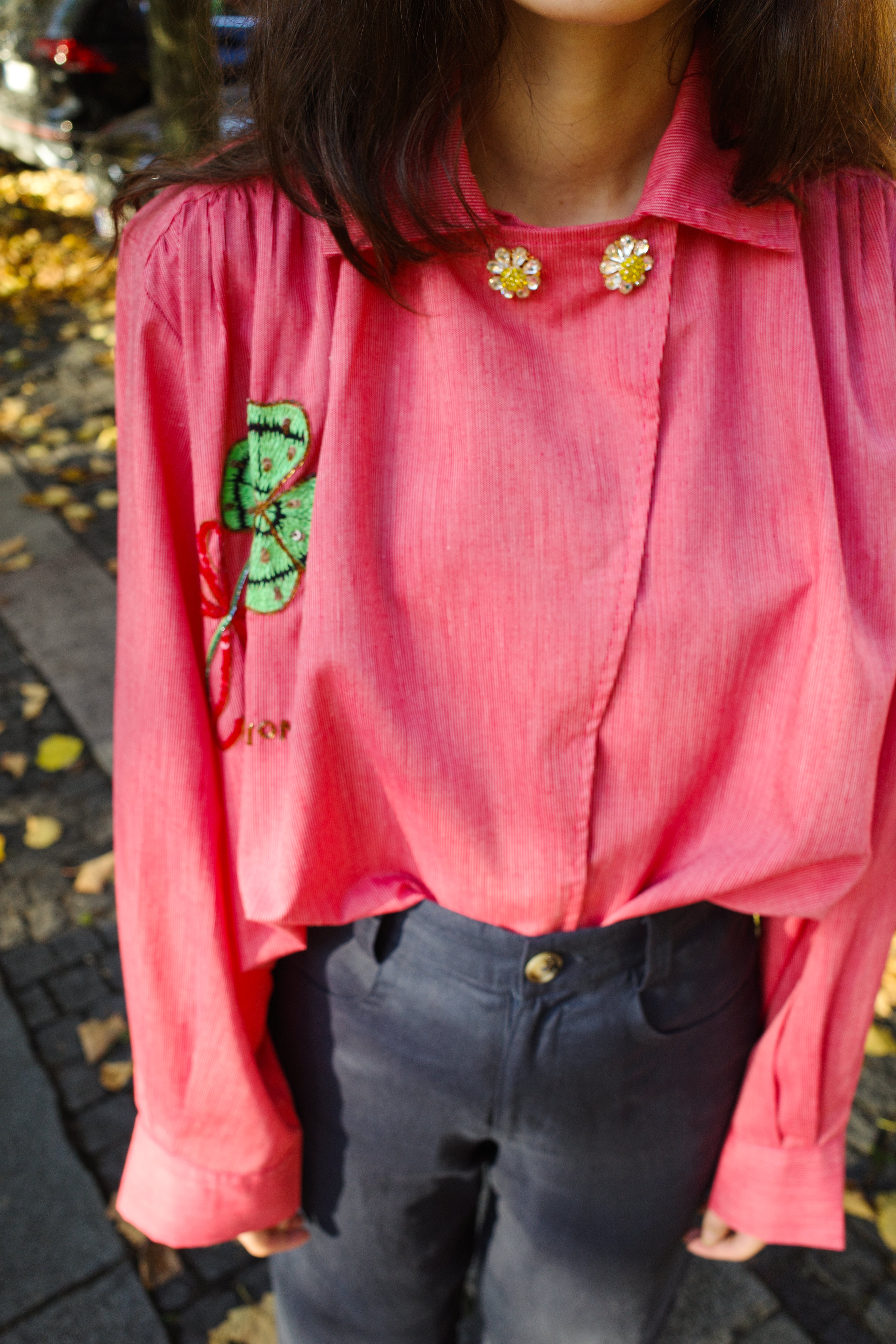 Bonsai Shirt - Red White Stripe with Clovers