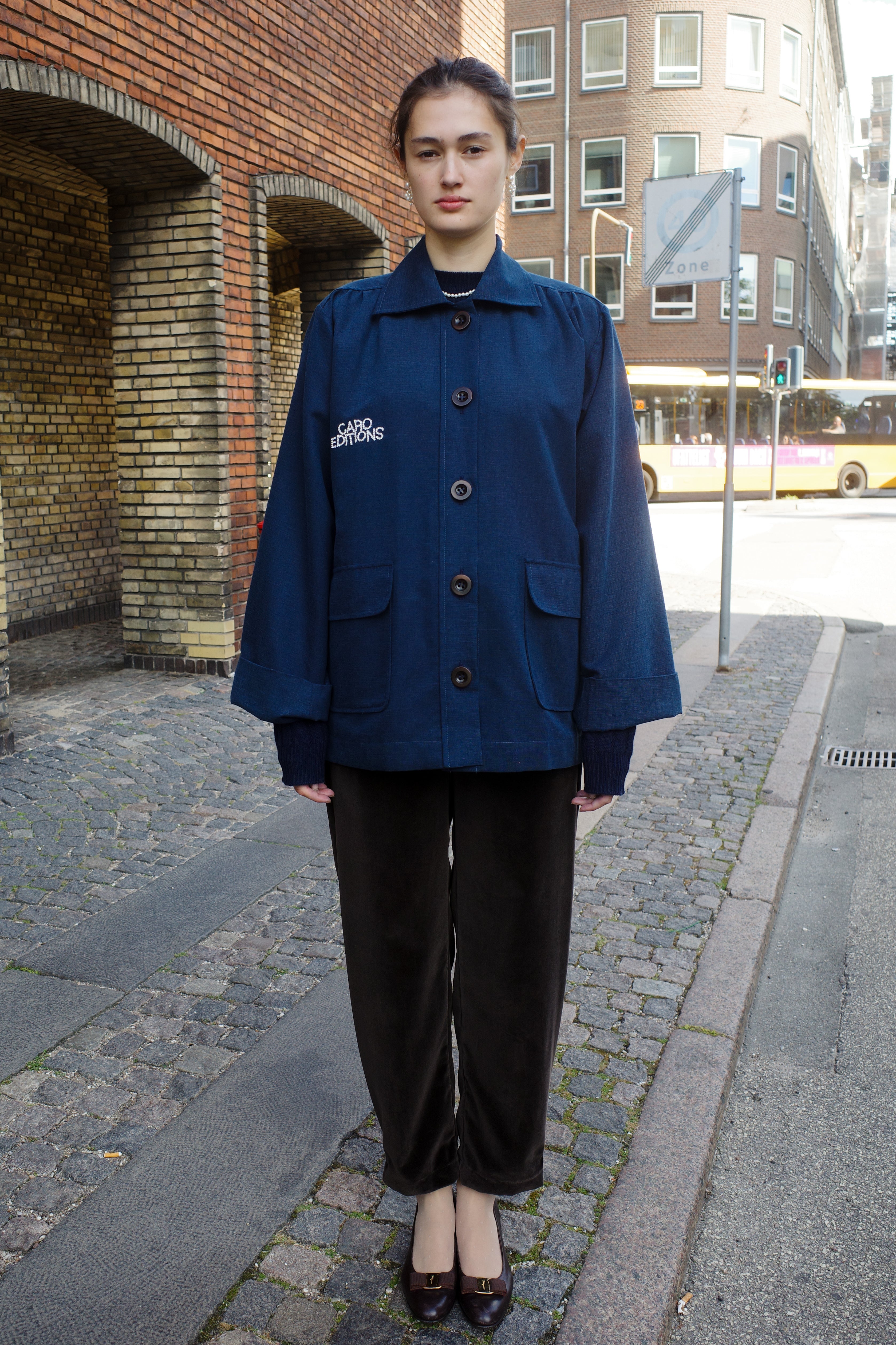 Ana Coat – Navy Blue Cotton Linen