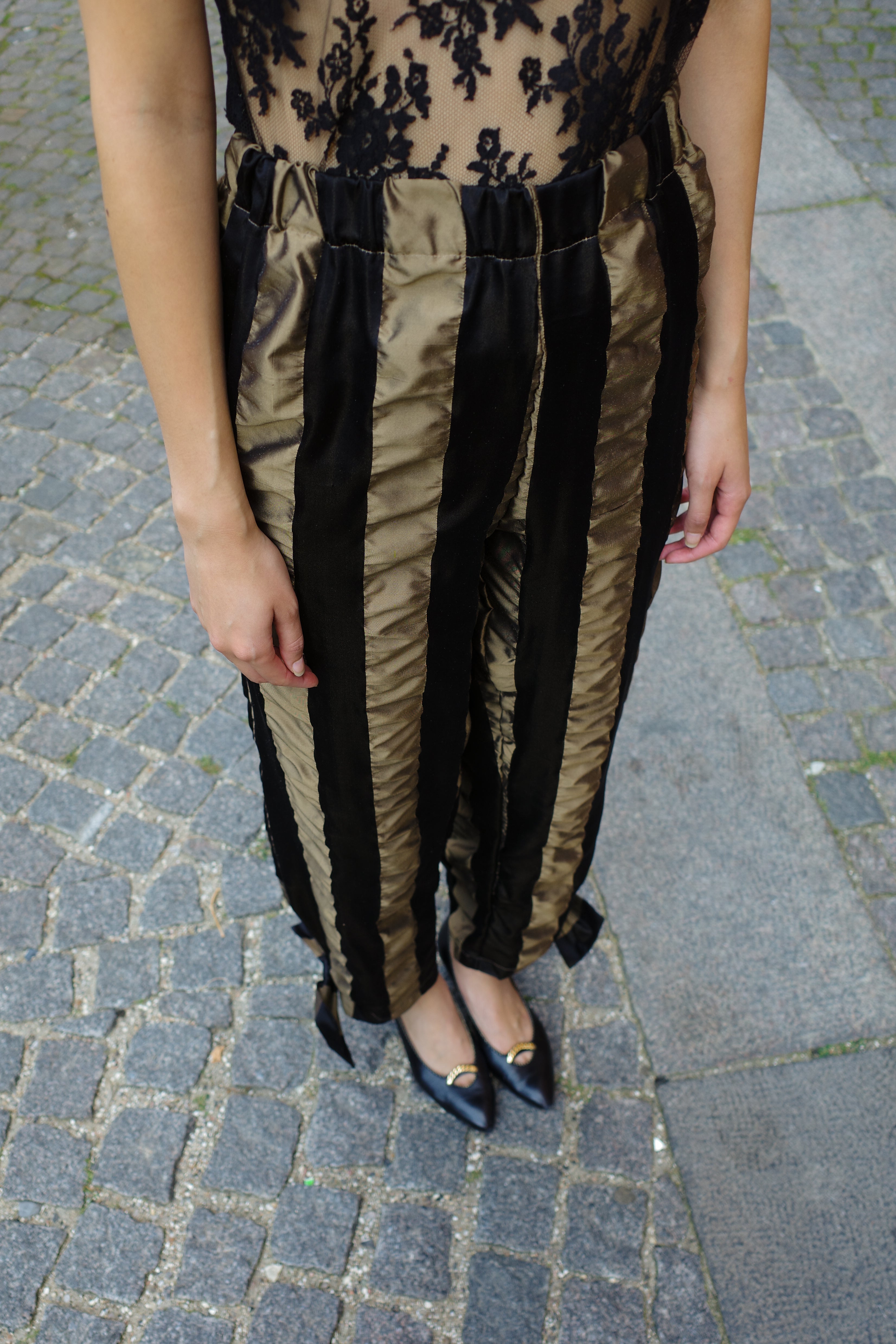 Coco Pants w. Bows Silk Organza Black/Cobber