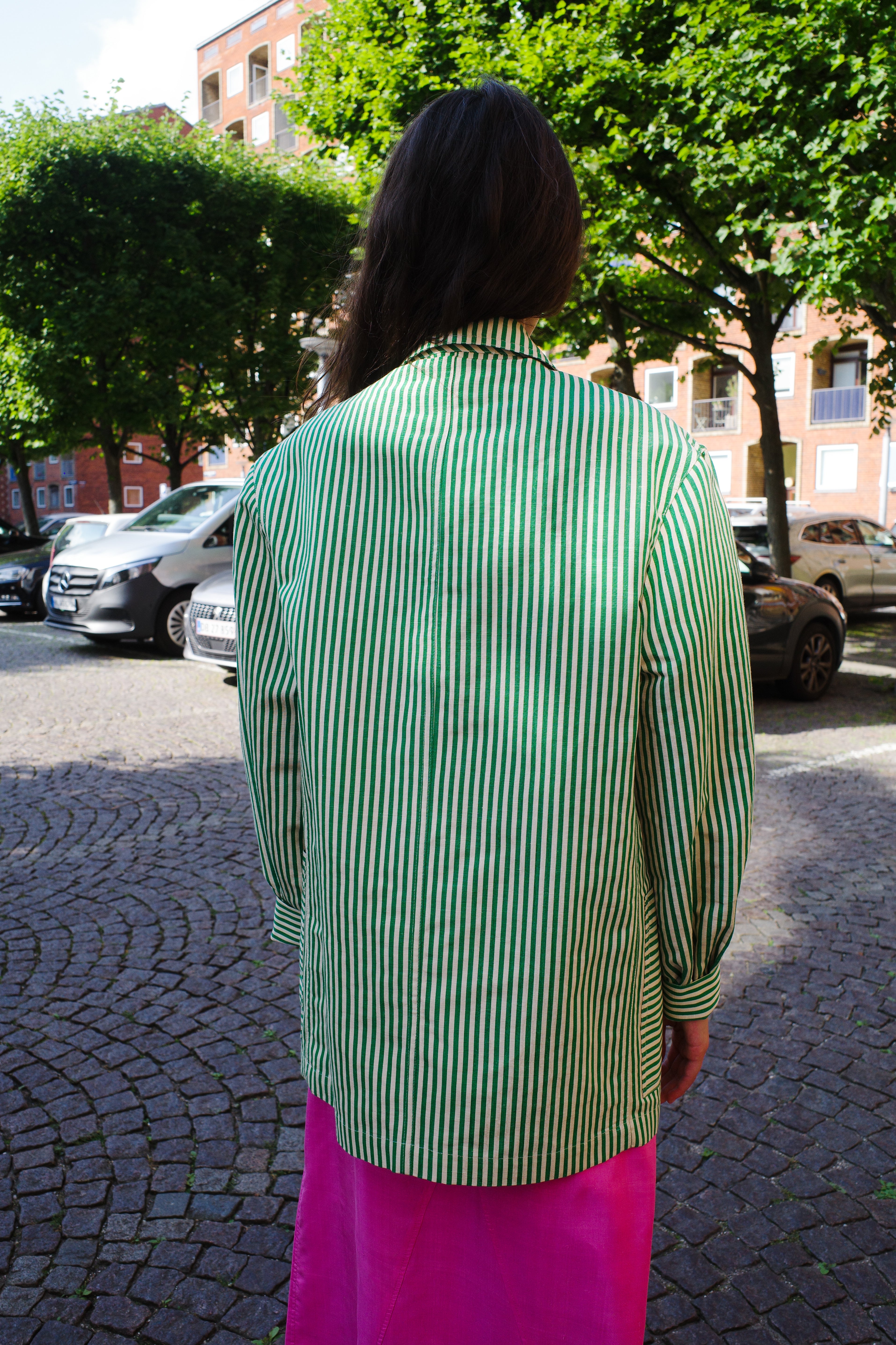 Frederik Jacket Helena Blanche Green/White Stripe