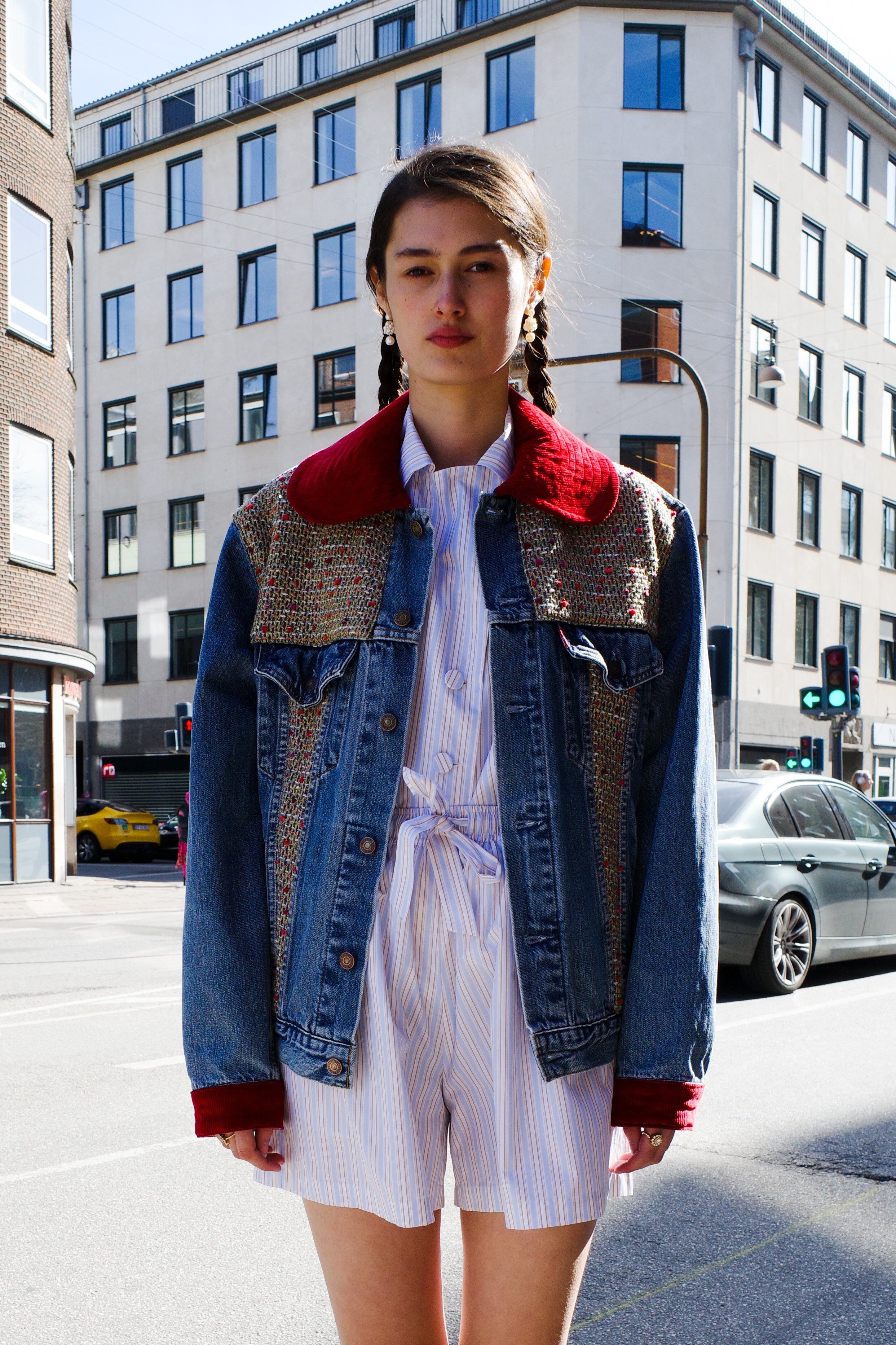 Upcycled Denim Jacket with deadstock Chanel fabric