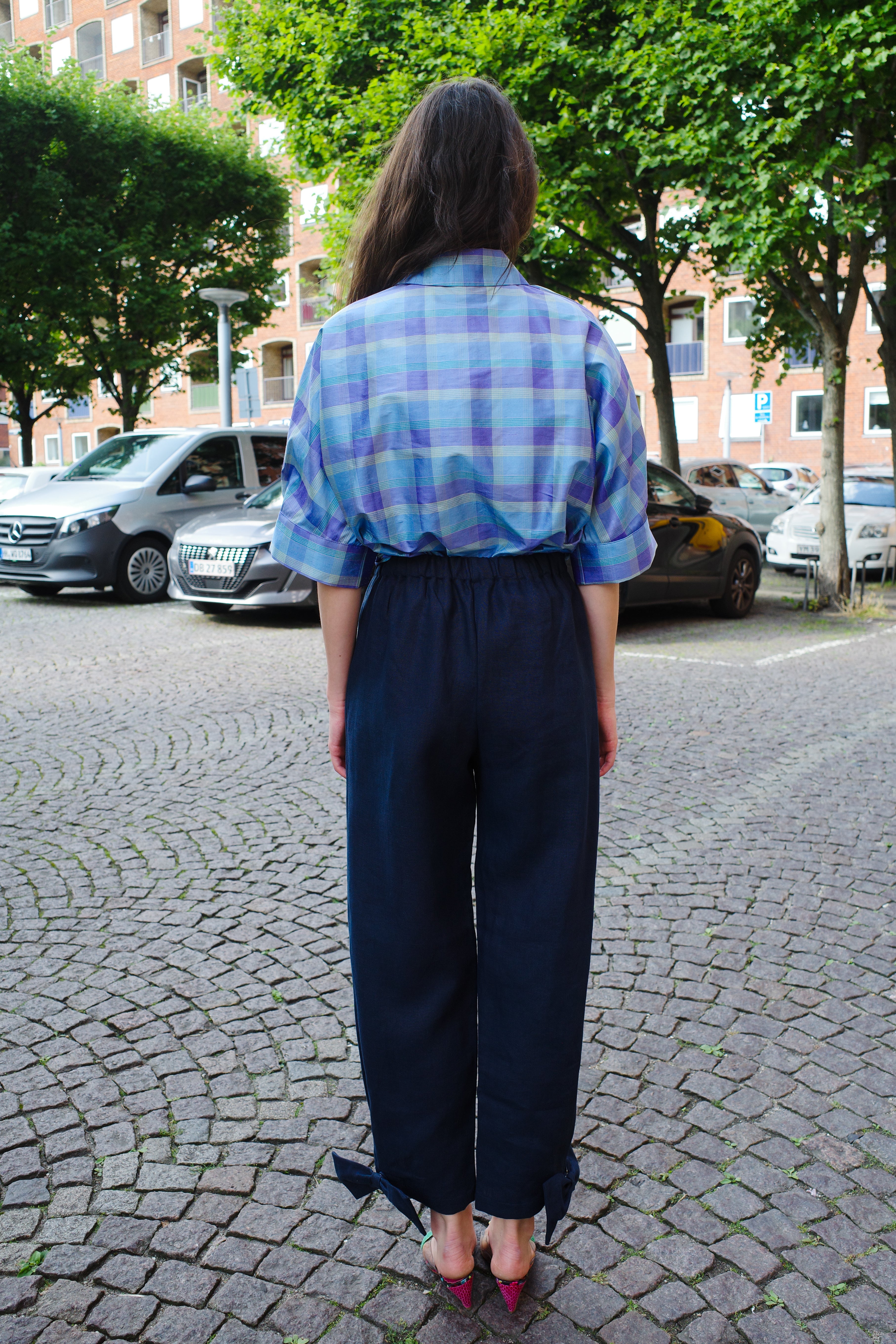 Coco Pants w. Bows Textiles Linen Navy