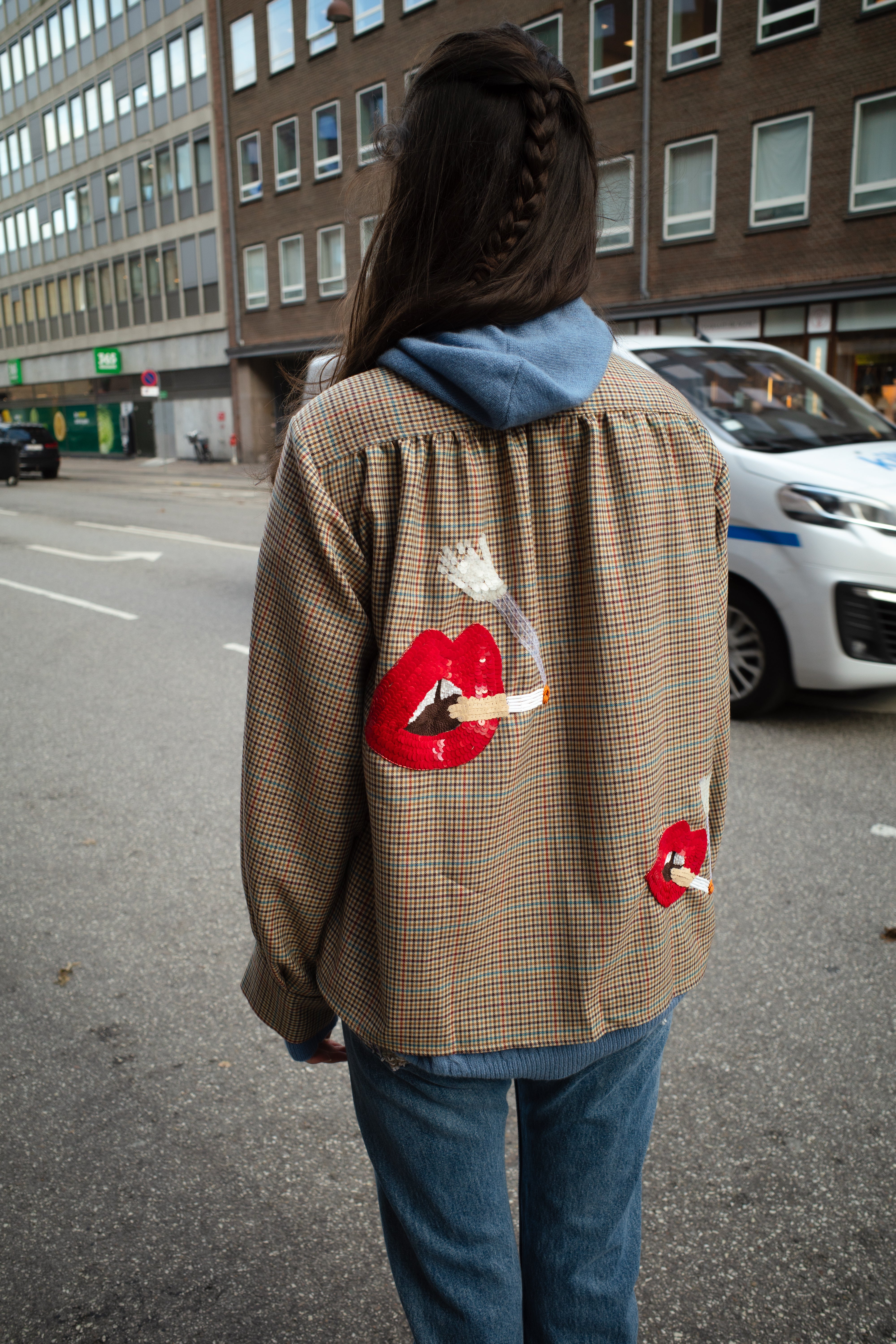 Bonsai Shirt - Tweed with Red Lips