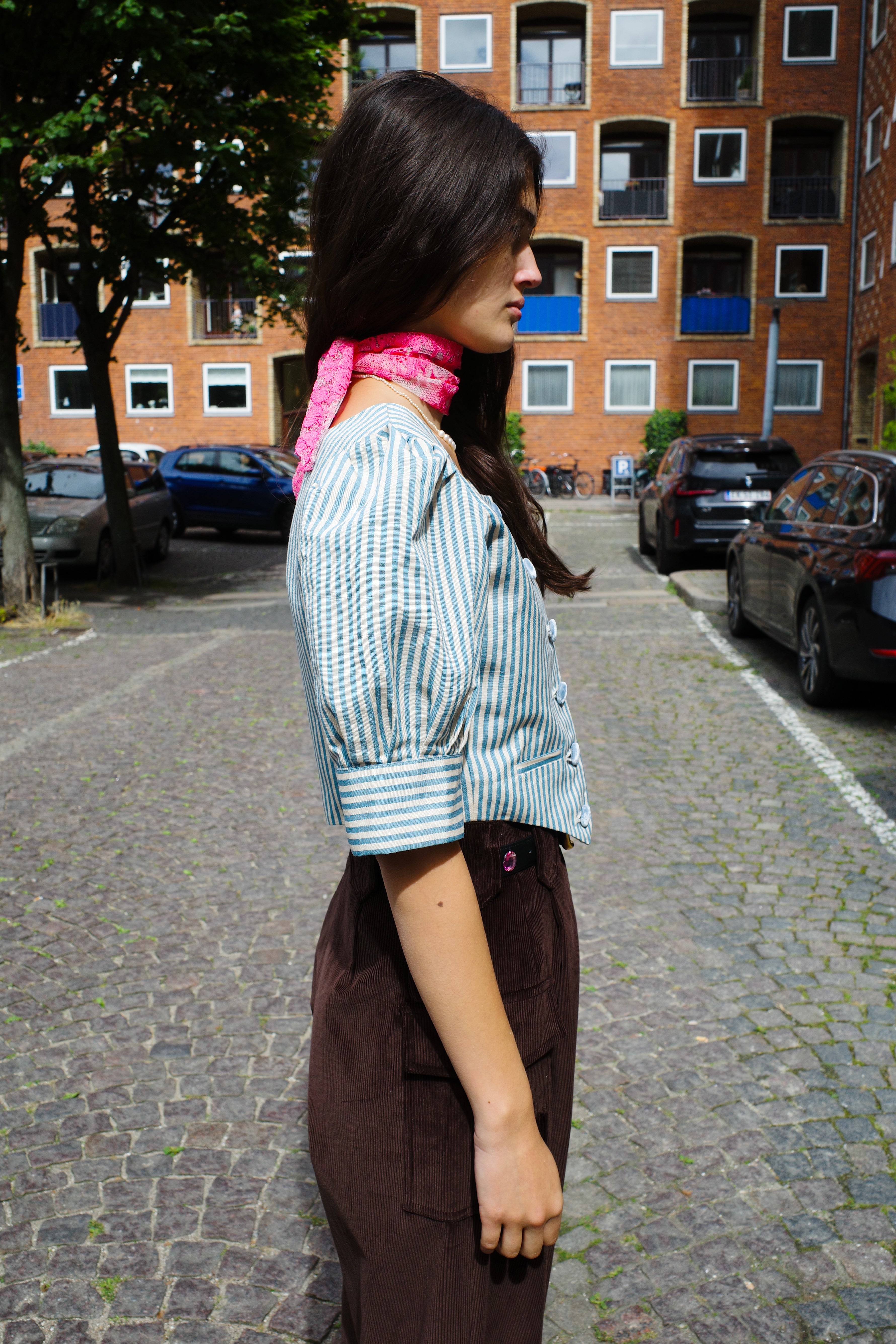 Laura Blouse Tapet Cafe Blue/White Stripe