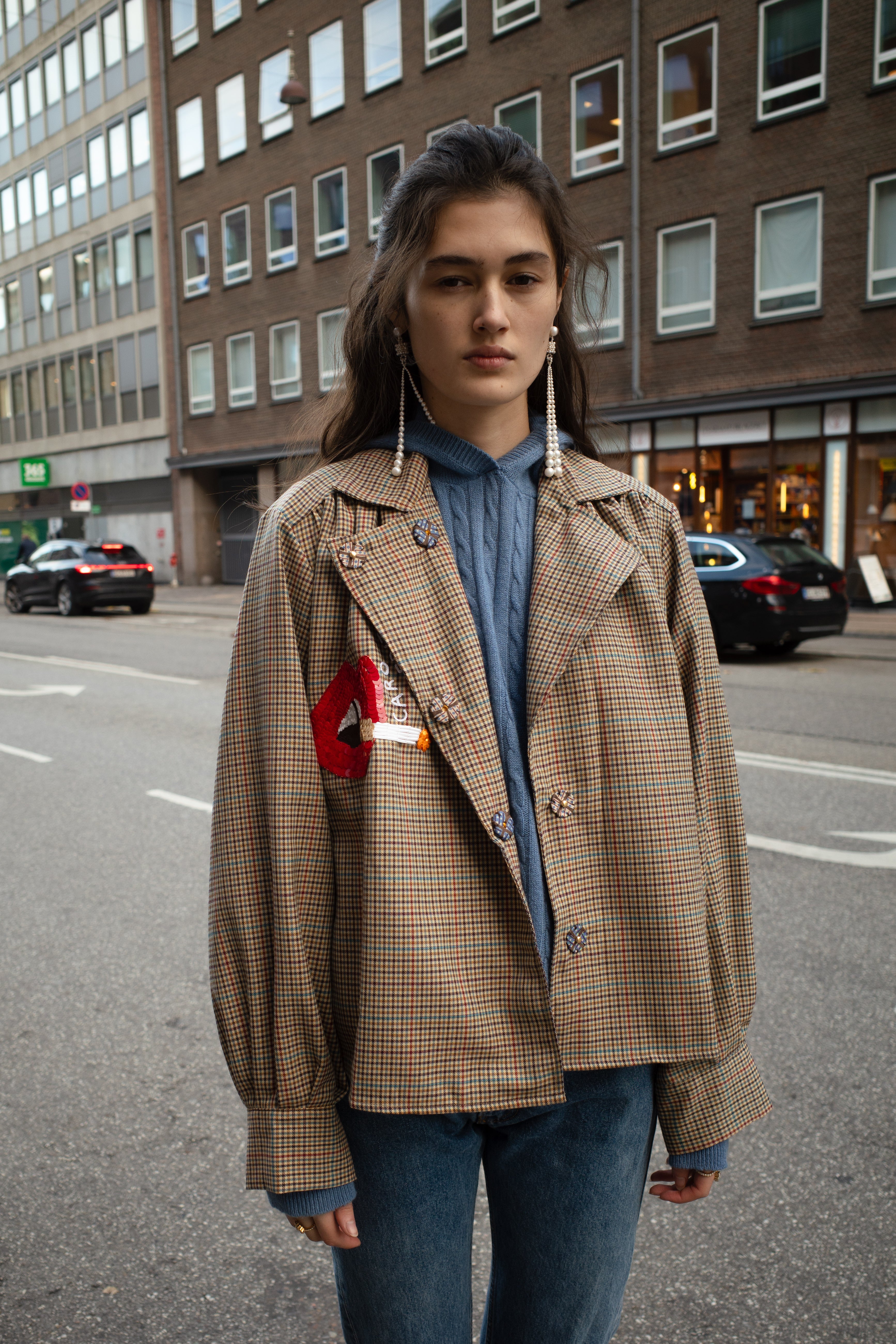 Bonsai Shirt - Tweed with Red Lips