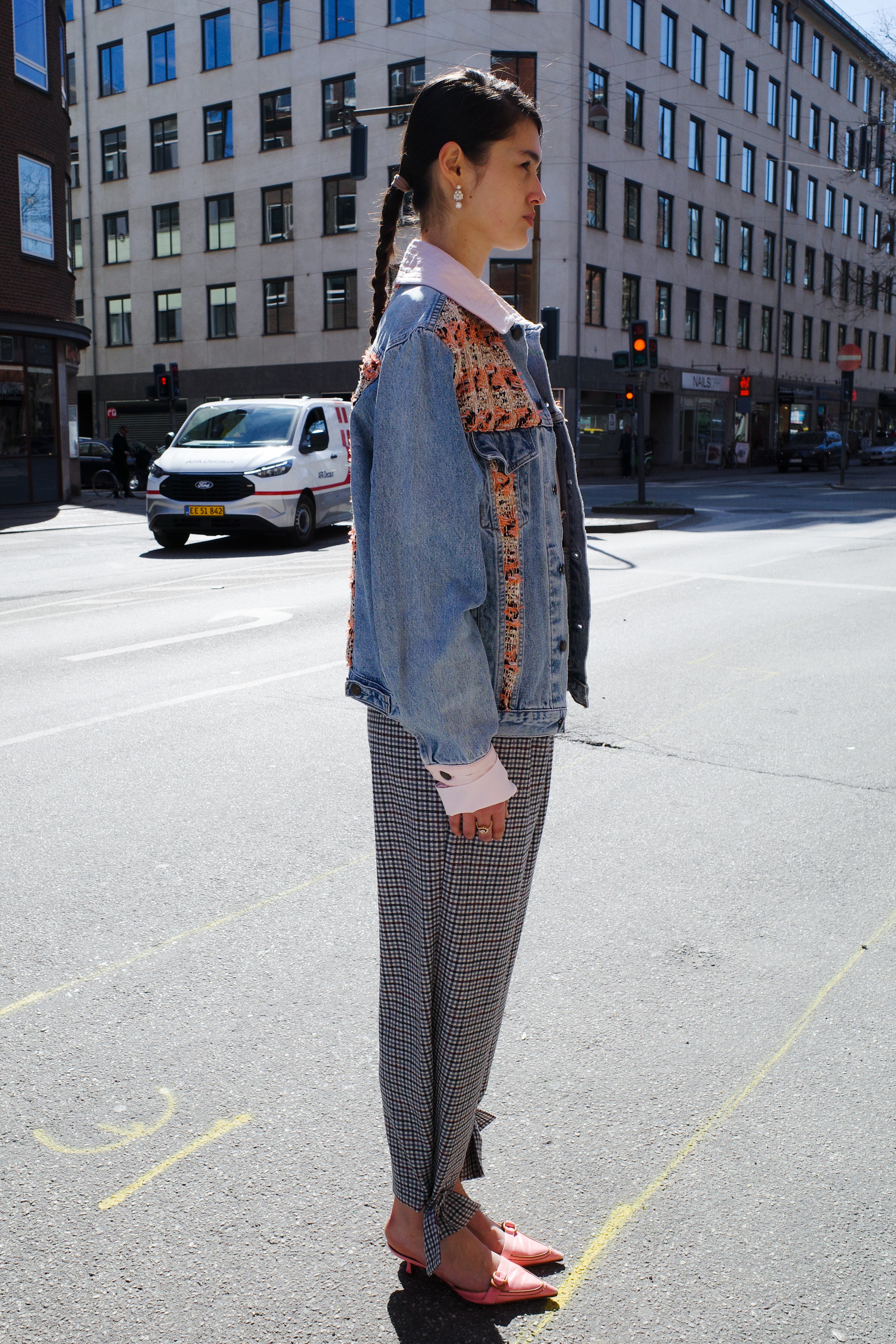 Upcycled Denim Jacket with deadstock Chanel fabric
