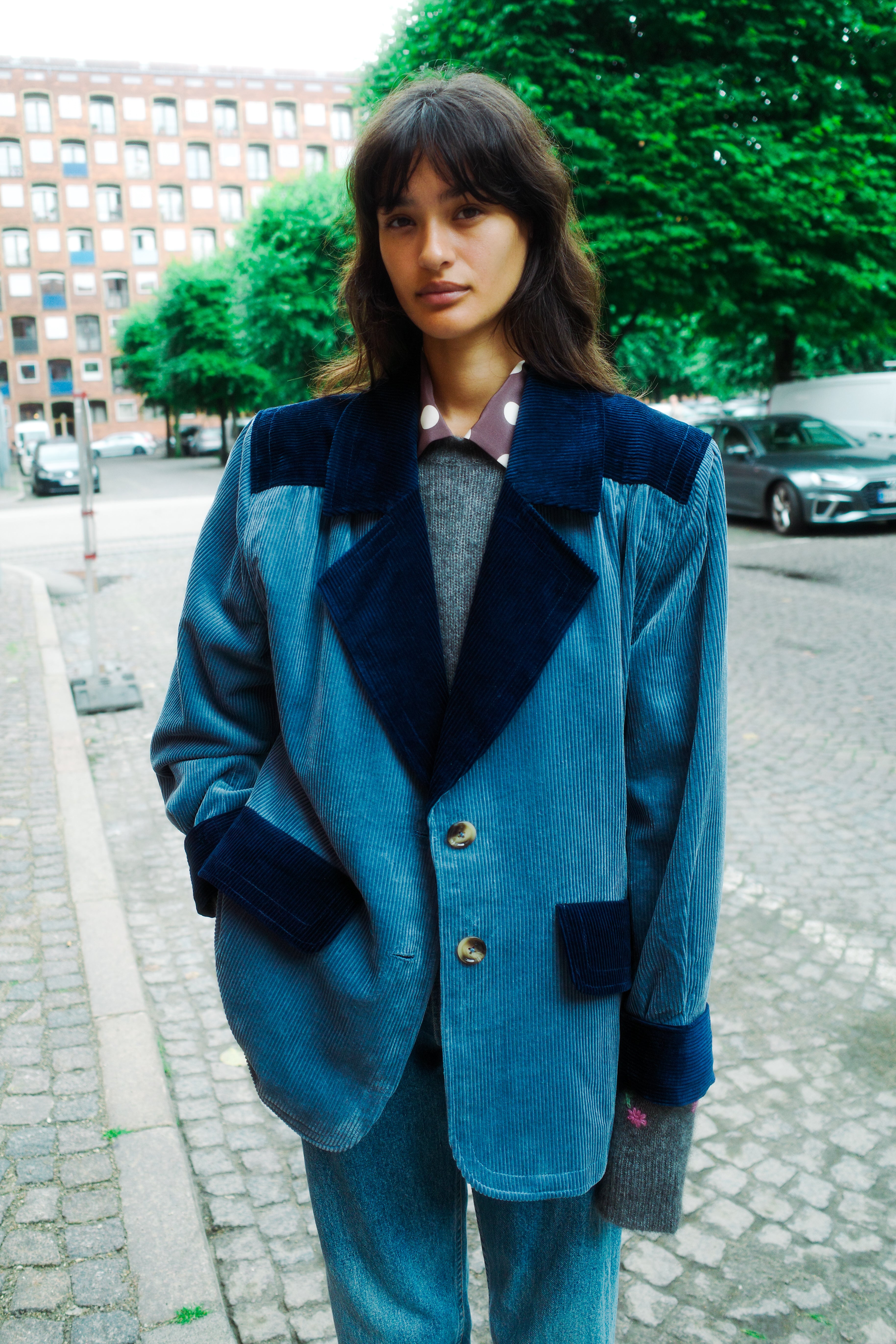 Selma Jacket - Dove Blue w. Navy