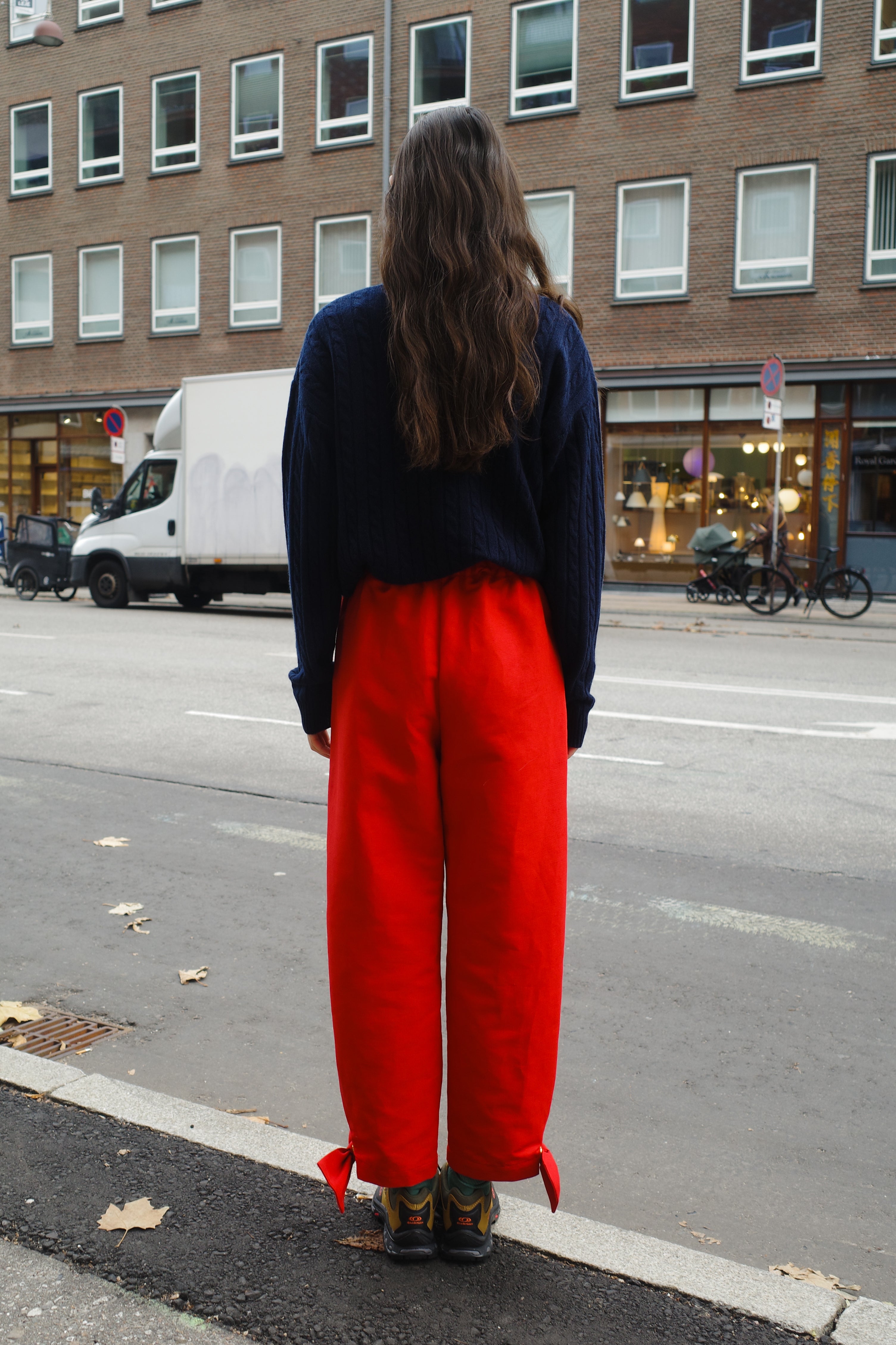 Coco Pants with Bows Red Linen