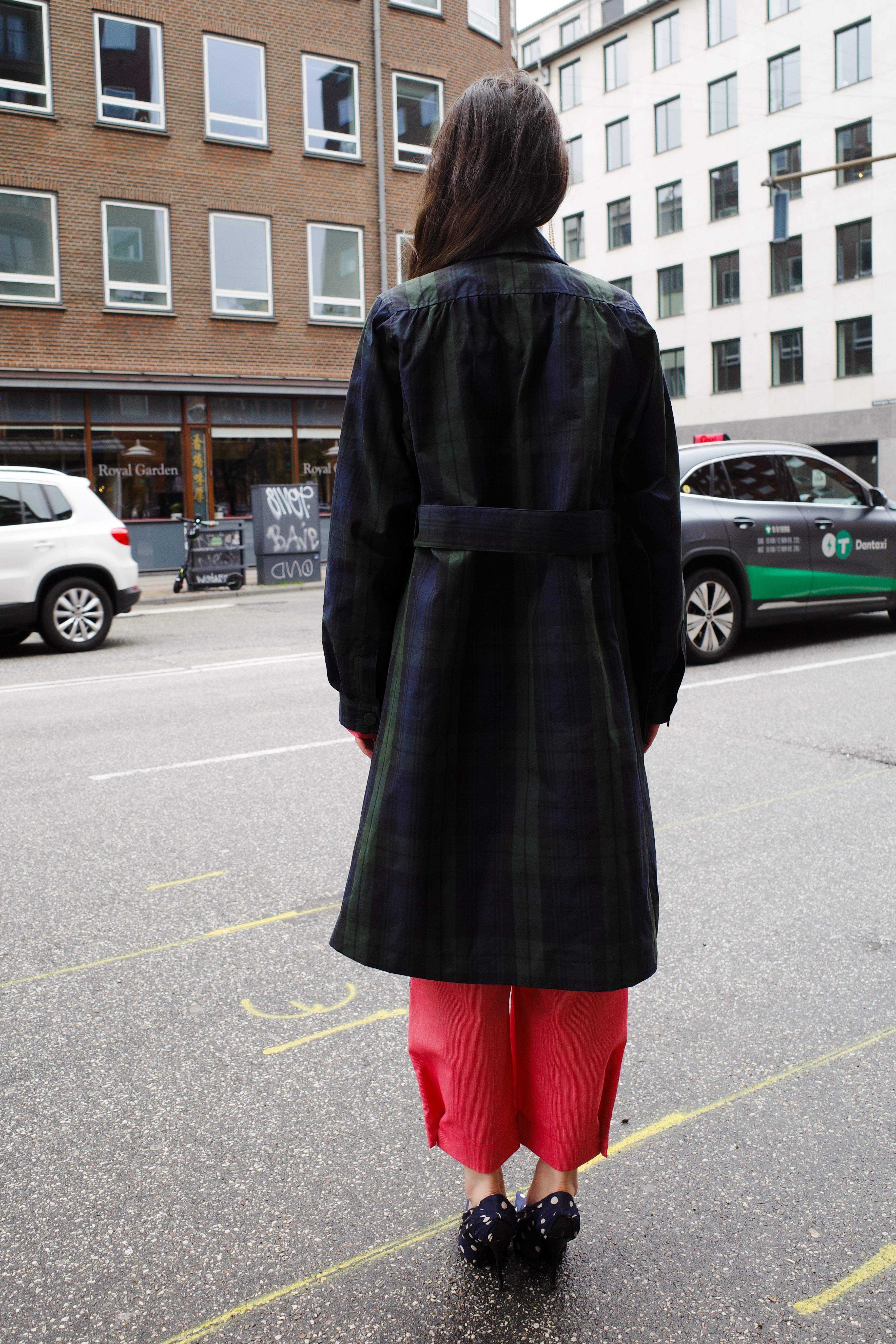 Vivian Coat - Hybrid Aero Waxed Cotton - Green and black check