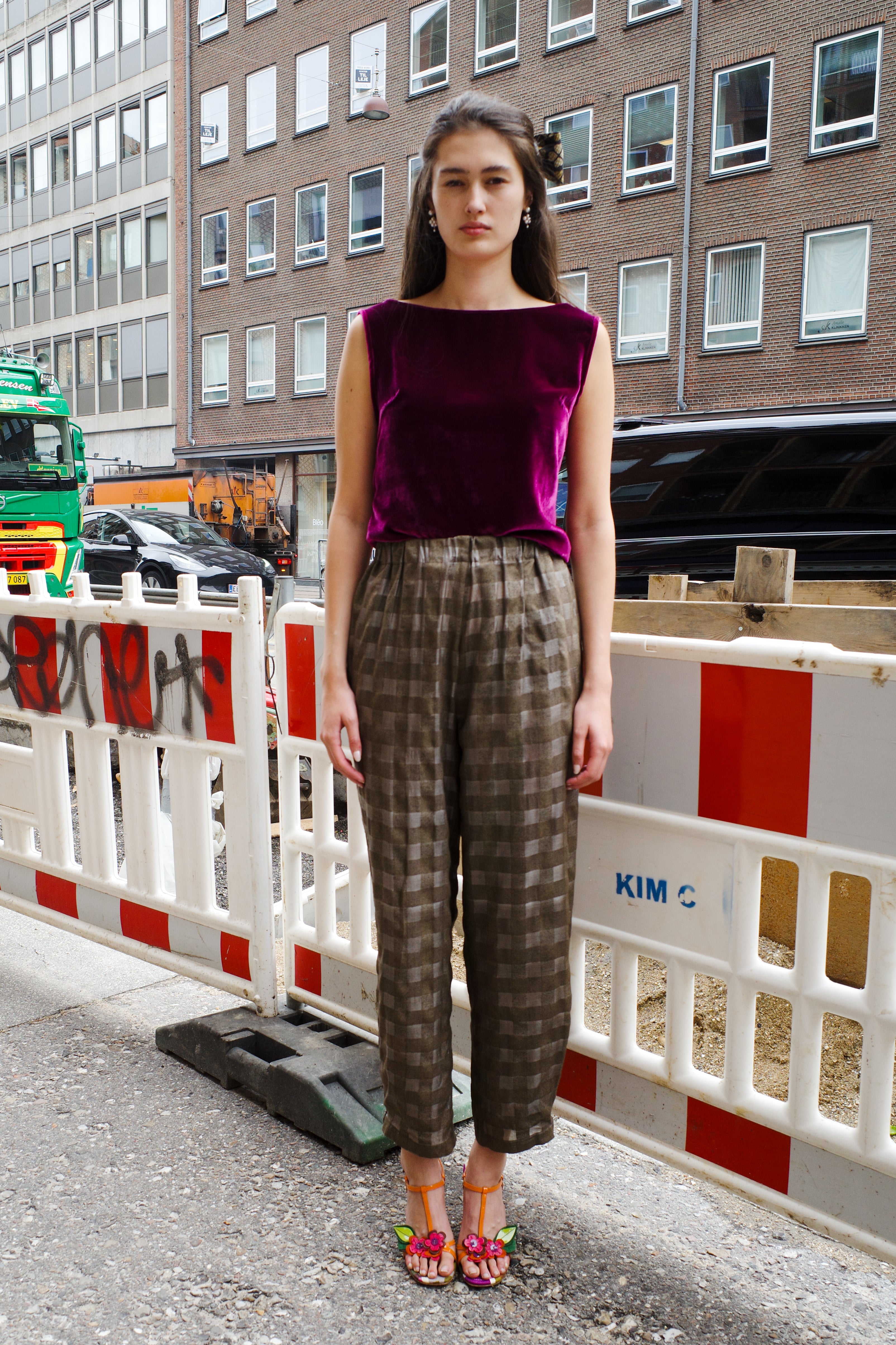 Coco Pants checked Indian 100 % silk