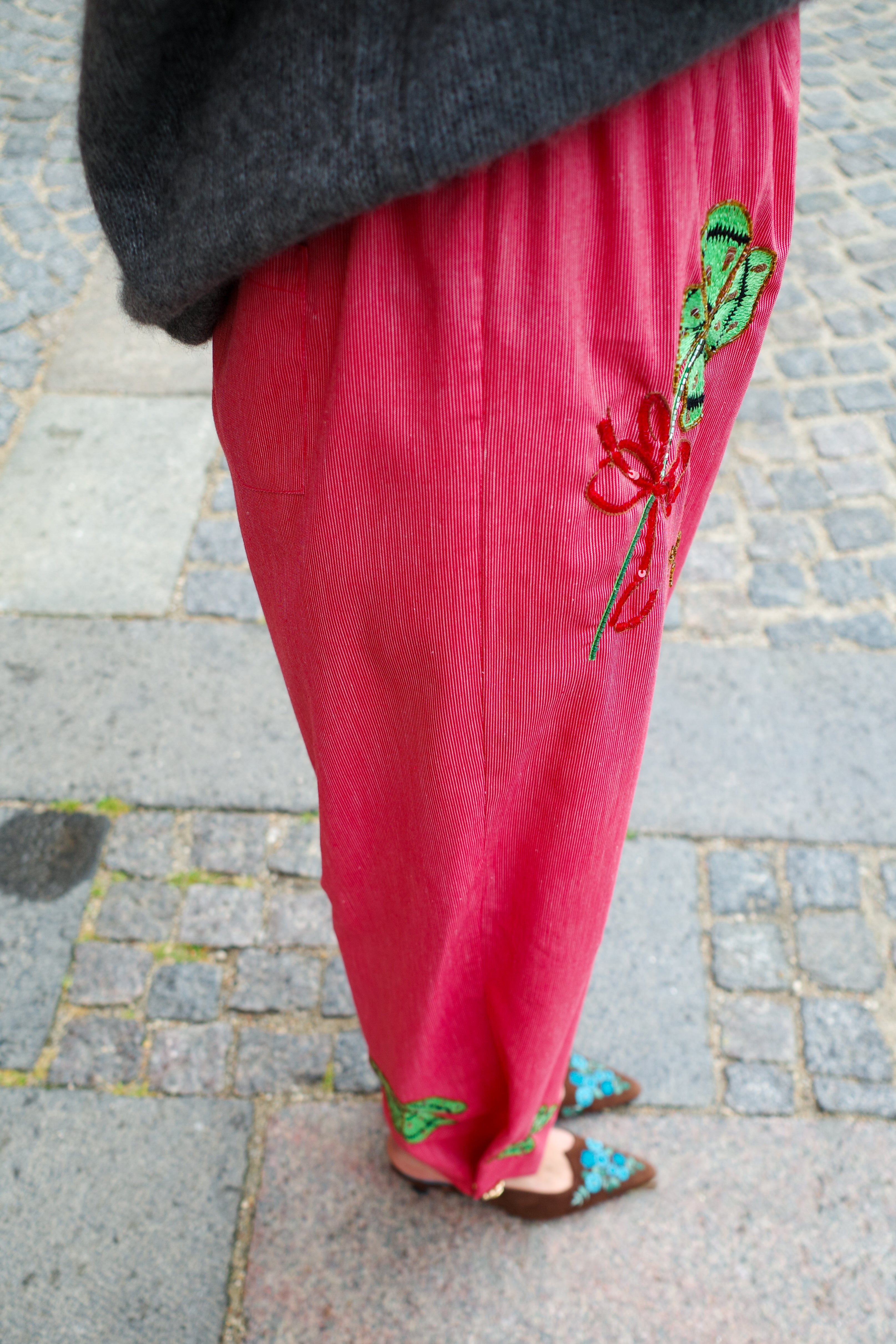 Coco Pants - Red White Stripe with Clovers