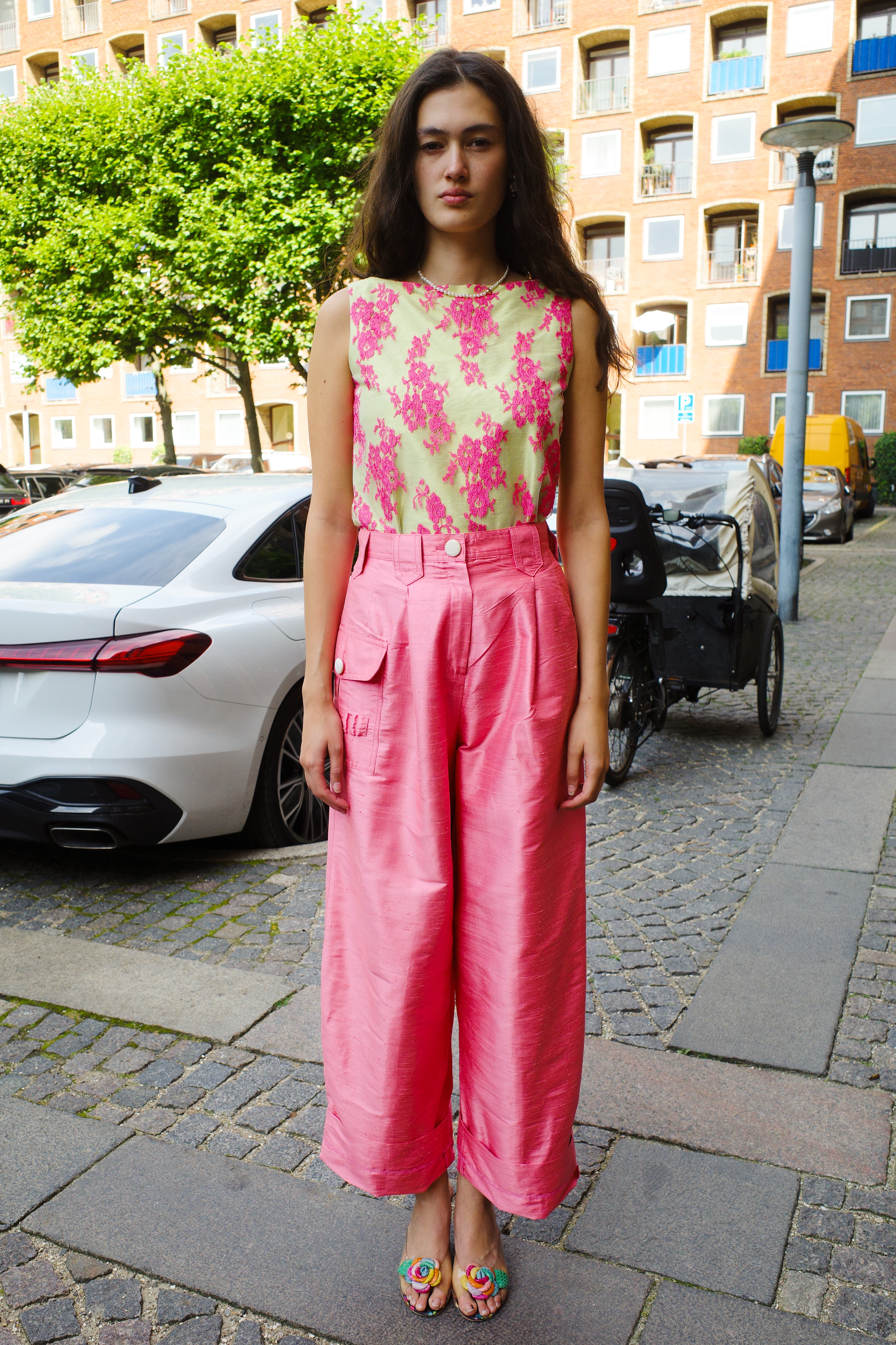 Beatrice Pants pink silk