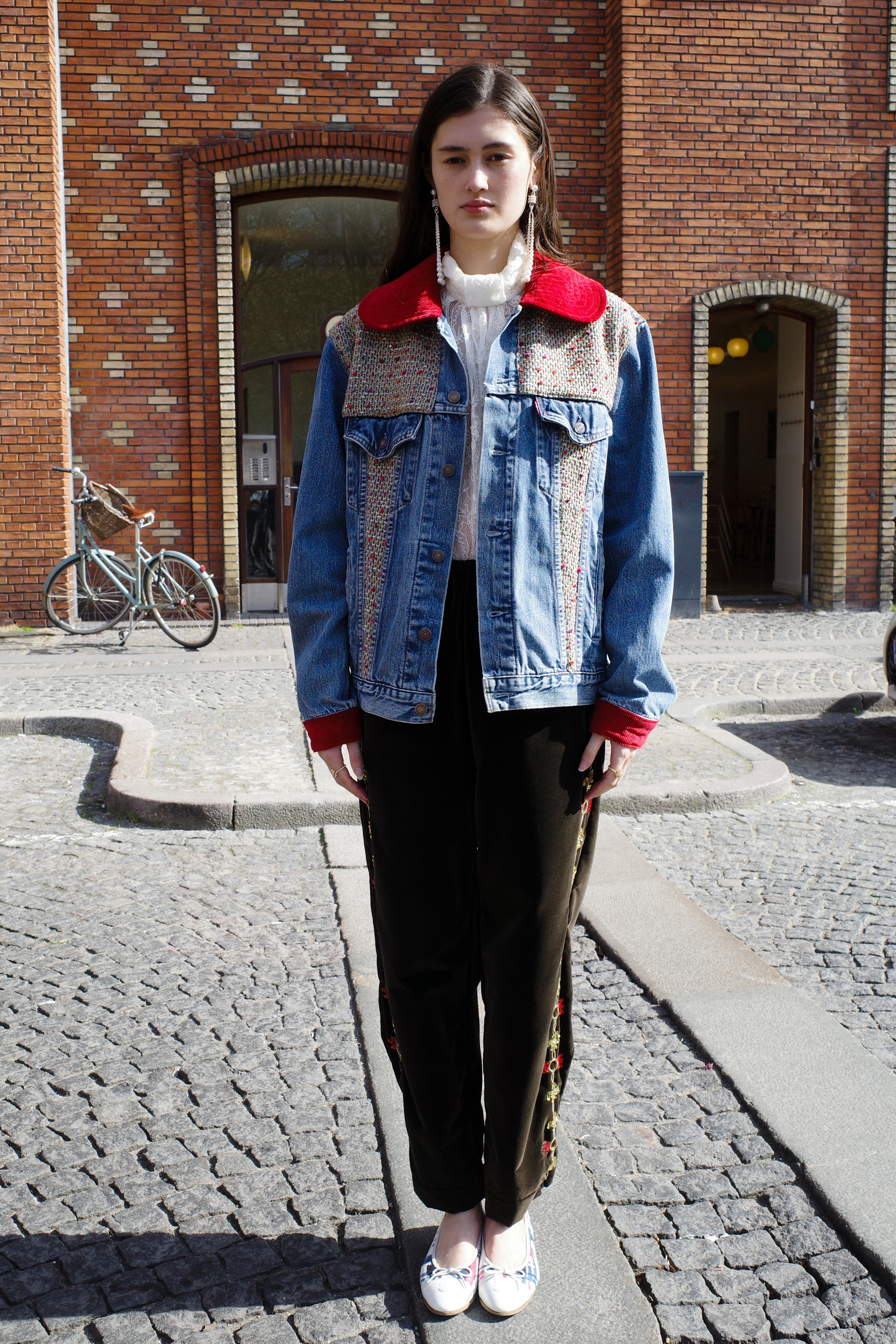 Upcycled Denim Jacket with deadstock Chanel fabric