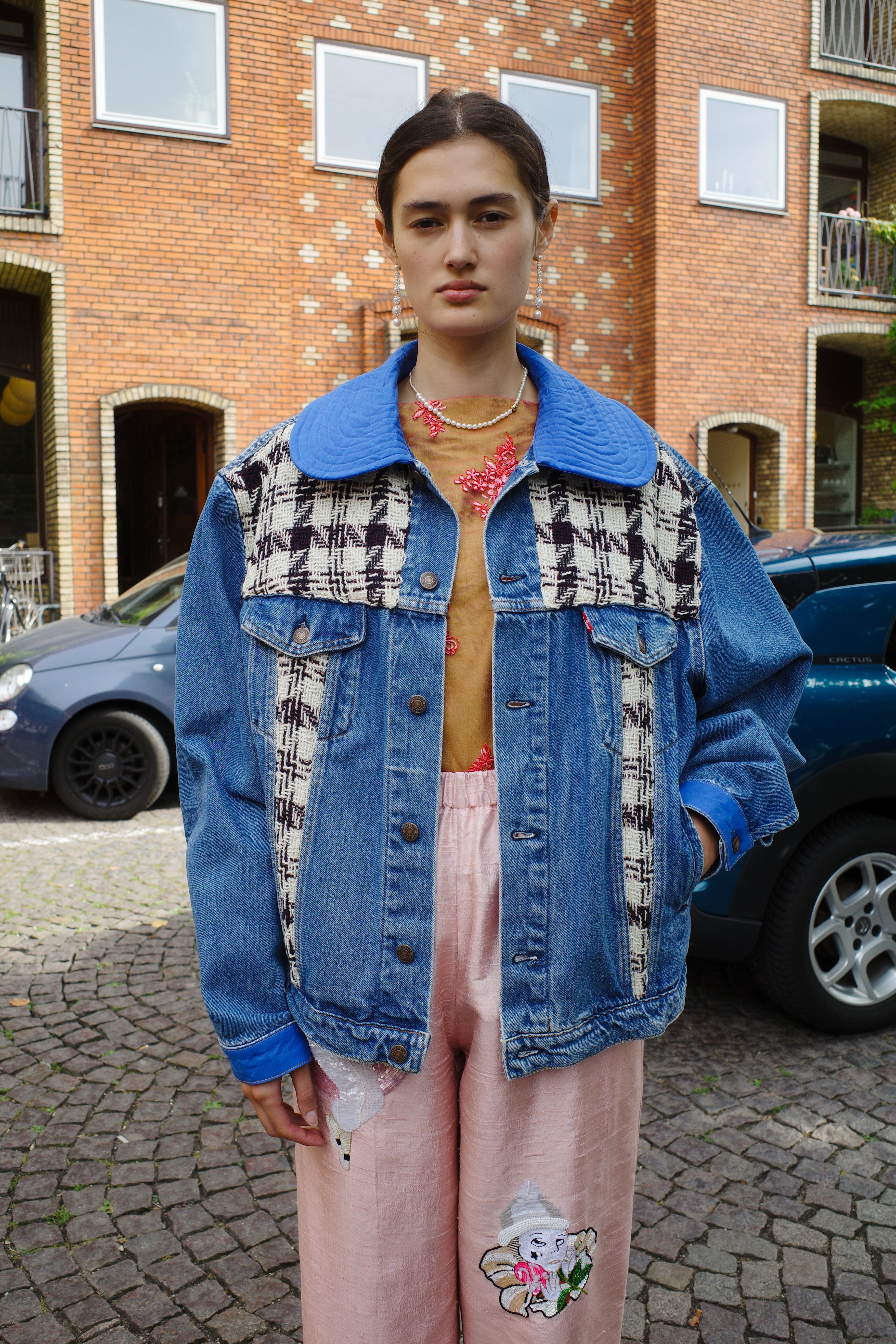 Upcycled Denim Jacket with deadstock Chanel fabric