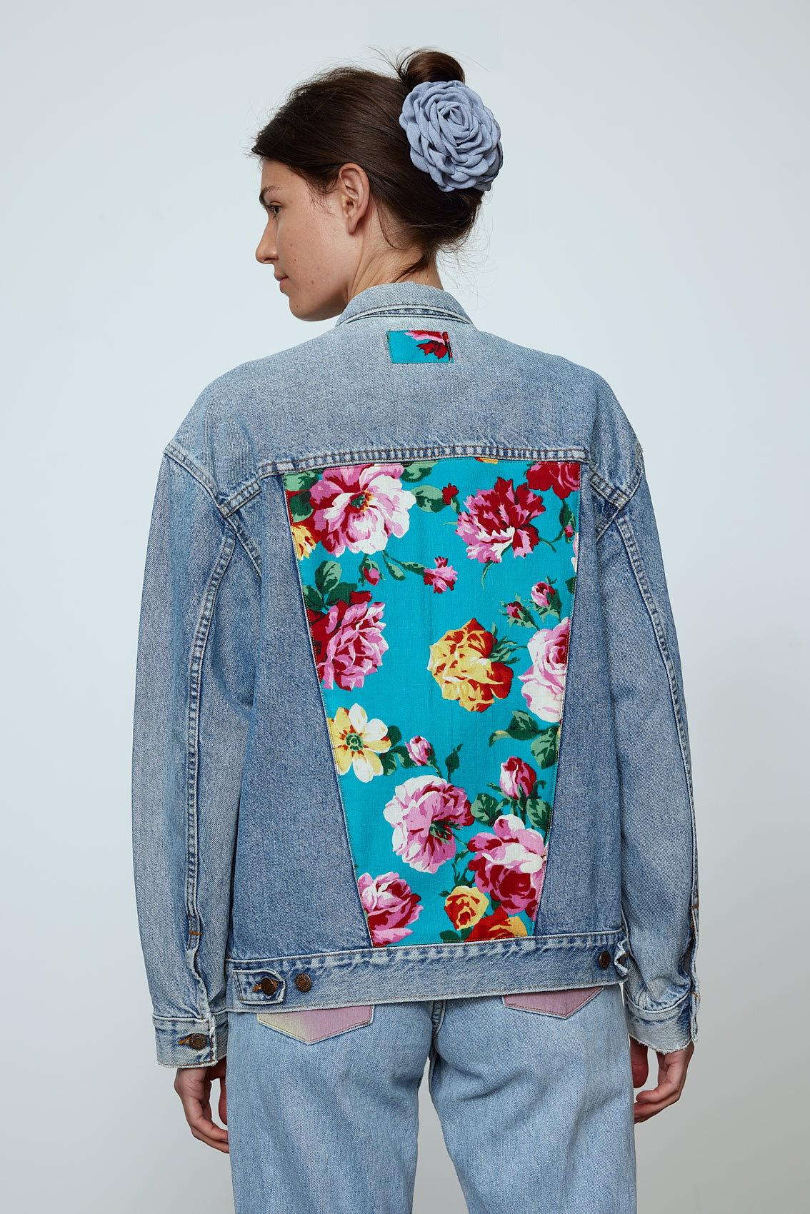Upcycled Denim Jacket - Flower