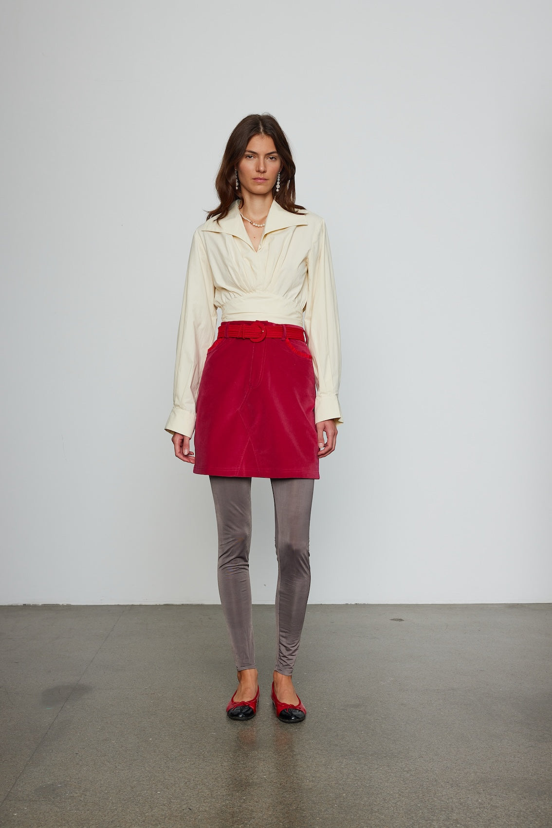 Caro Editions Nikita Blouse. This shirt features a fitted waist and signature Caro Editions sleeves with cuffs, inspired by the party vibe of the 70s. Style it on its own or with a top underneath. Material: 100% Cotton