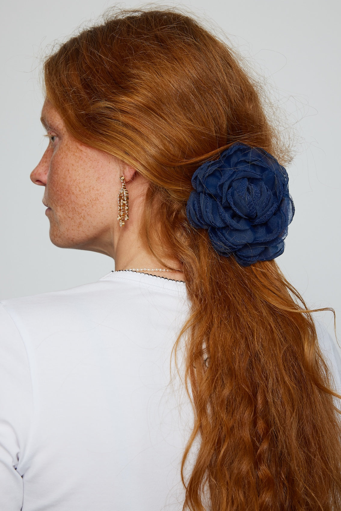 Caro Editions Rosie Hair Clip in Navy Organza.