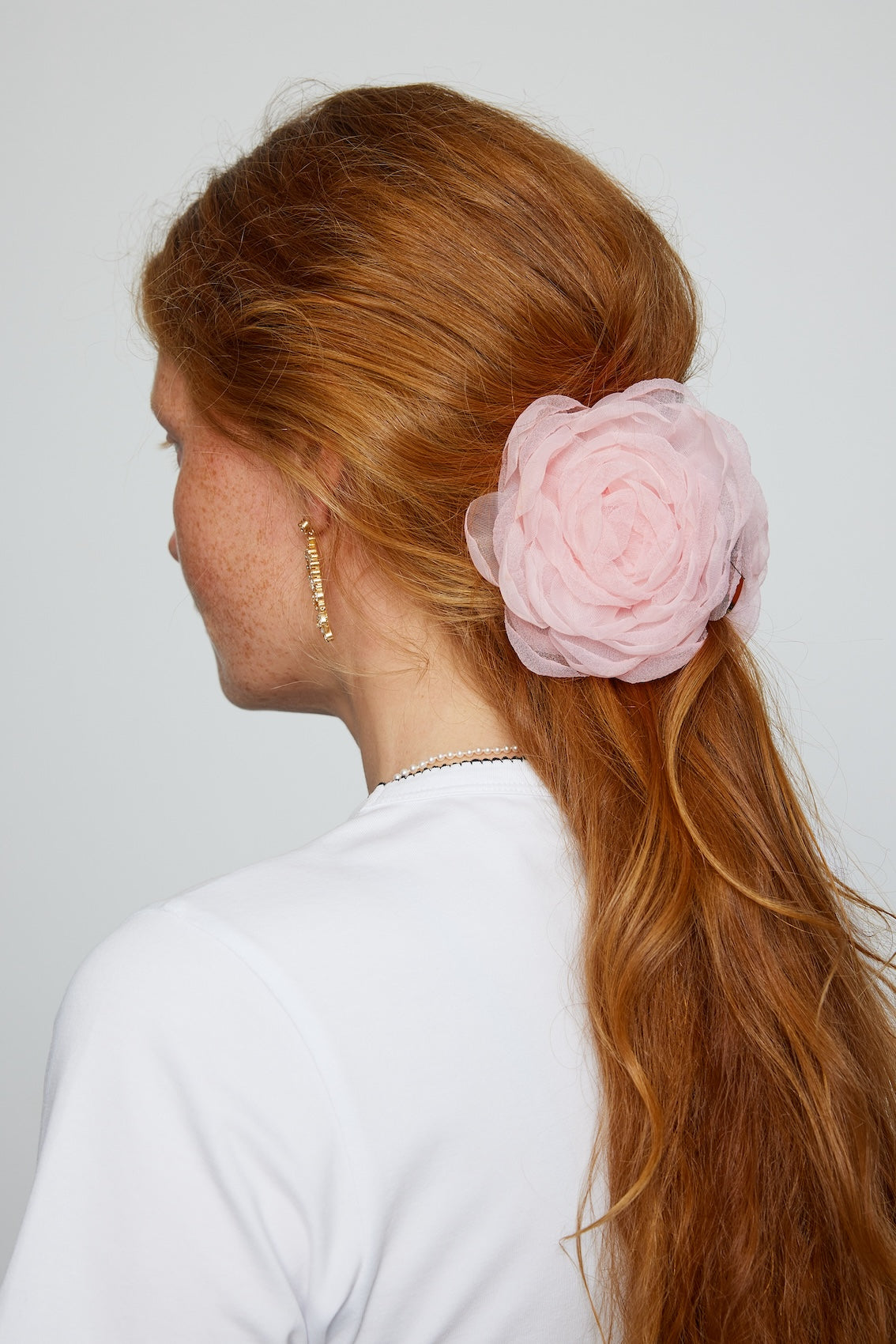 Caro Editions Rosie Hair Clip in Pale Pink Organza.