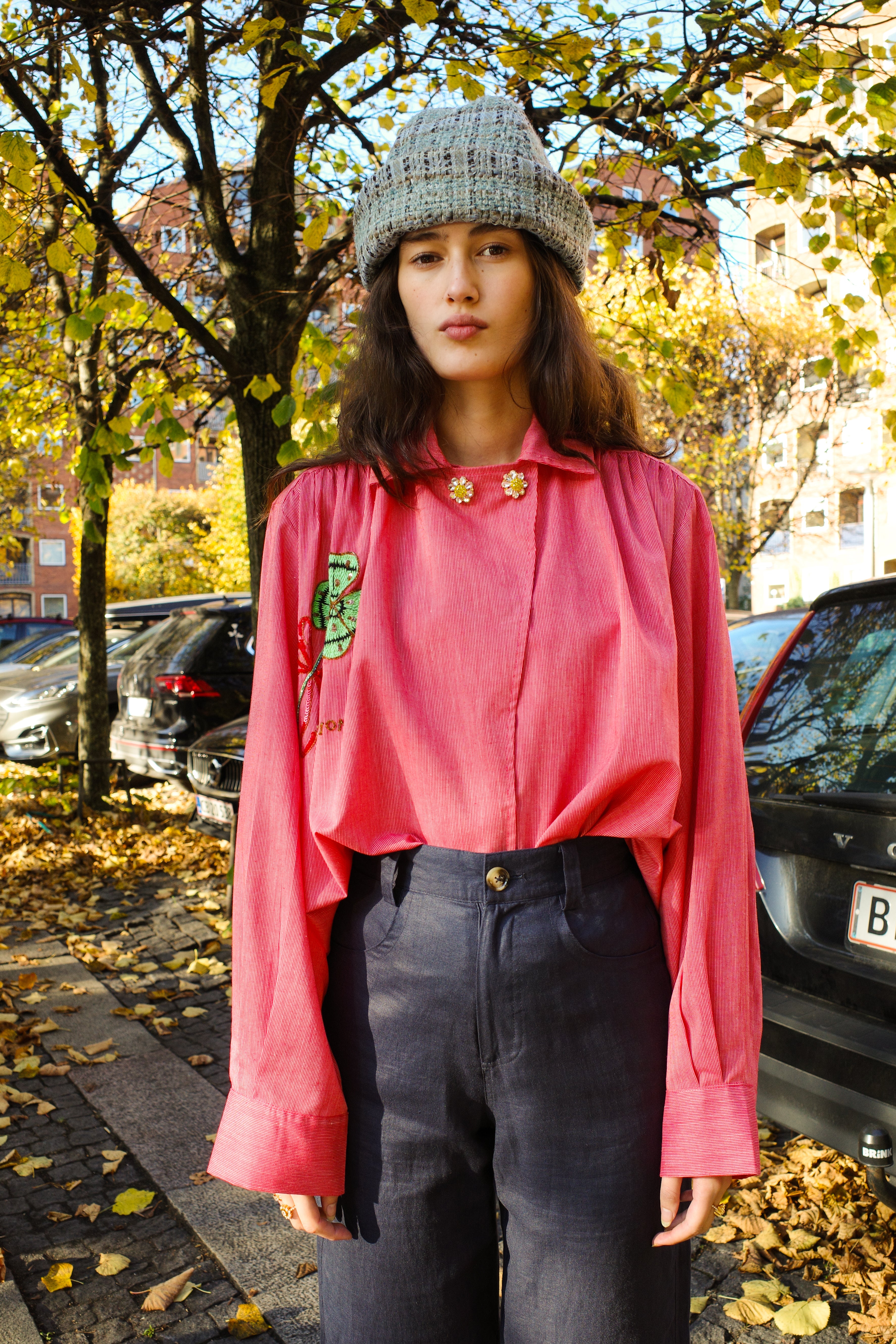 Bonsai Shirt - Red White Stripe with Clovers