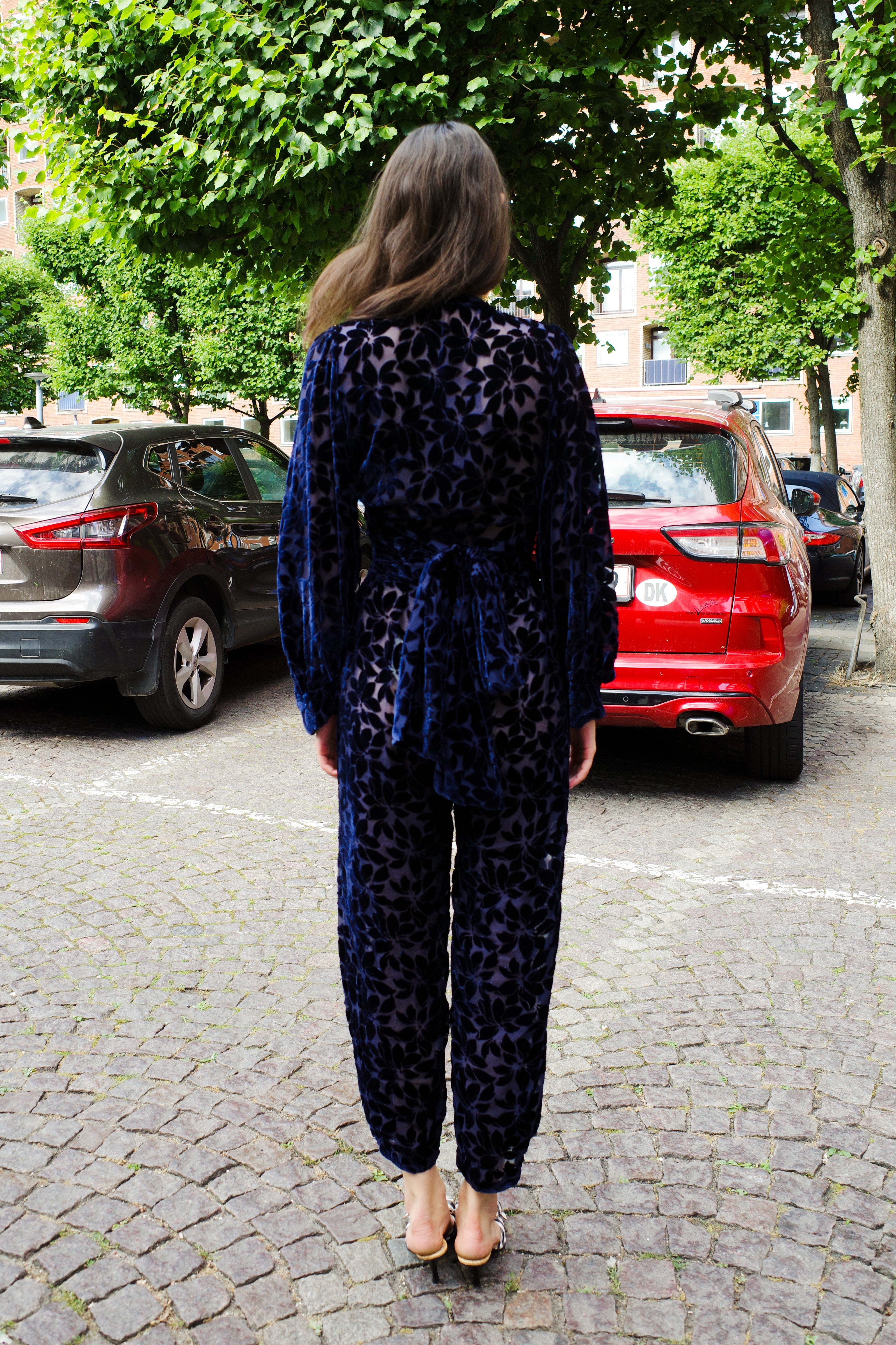 Coco Pants w. Bows Floral Velvet Midnight Blue