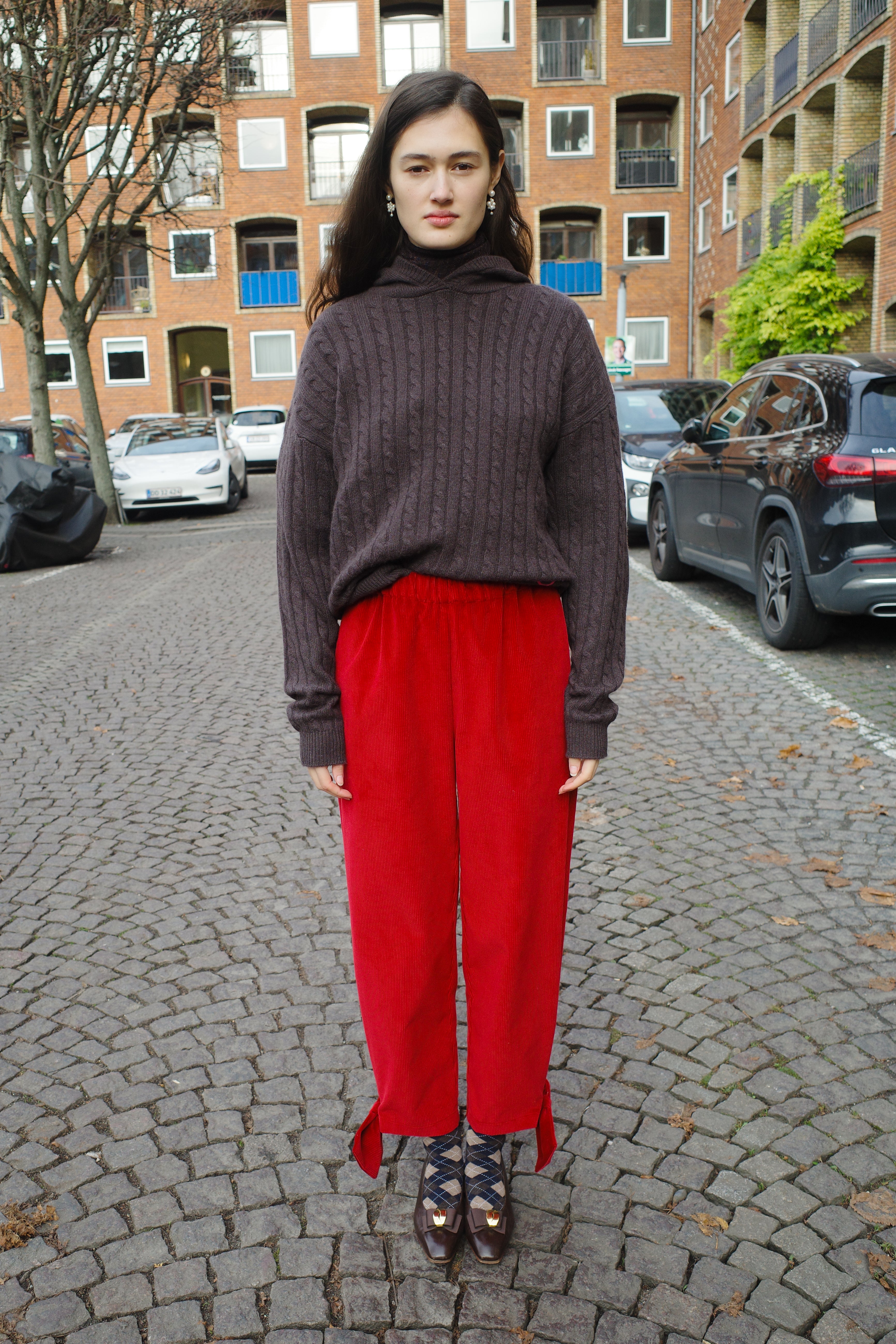 Coco Pants w. Bows Corduroy Red