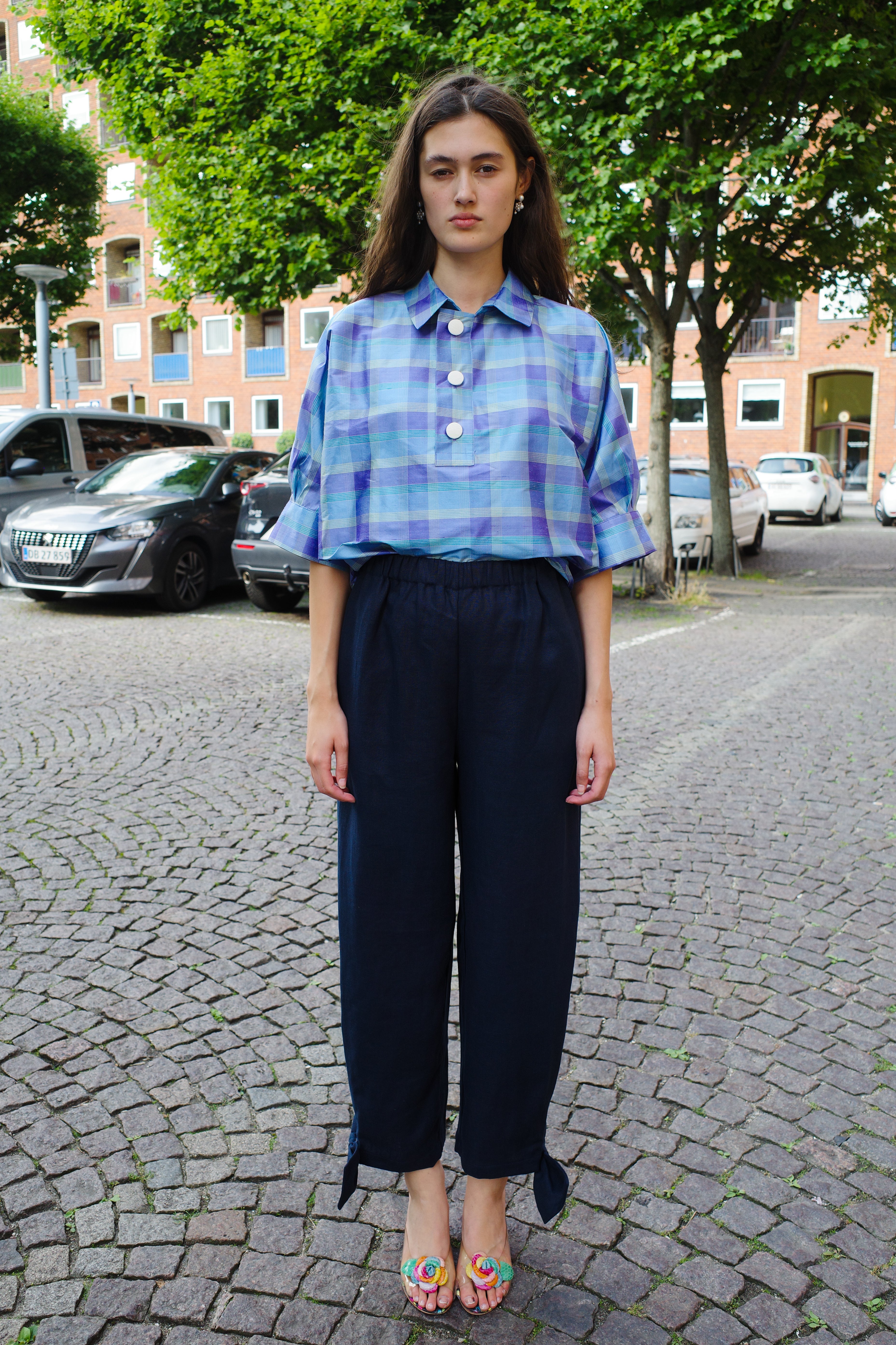 Coco Pants w. Bows Textiles Linen Navy