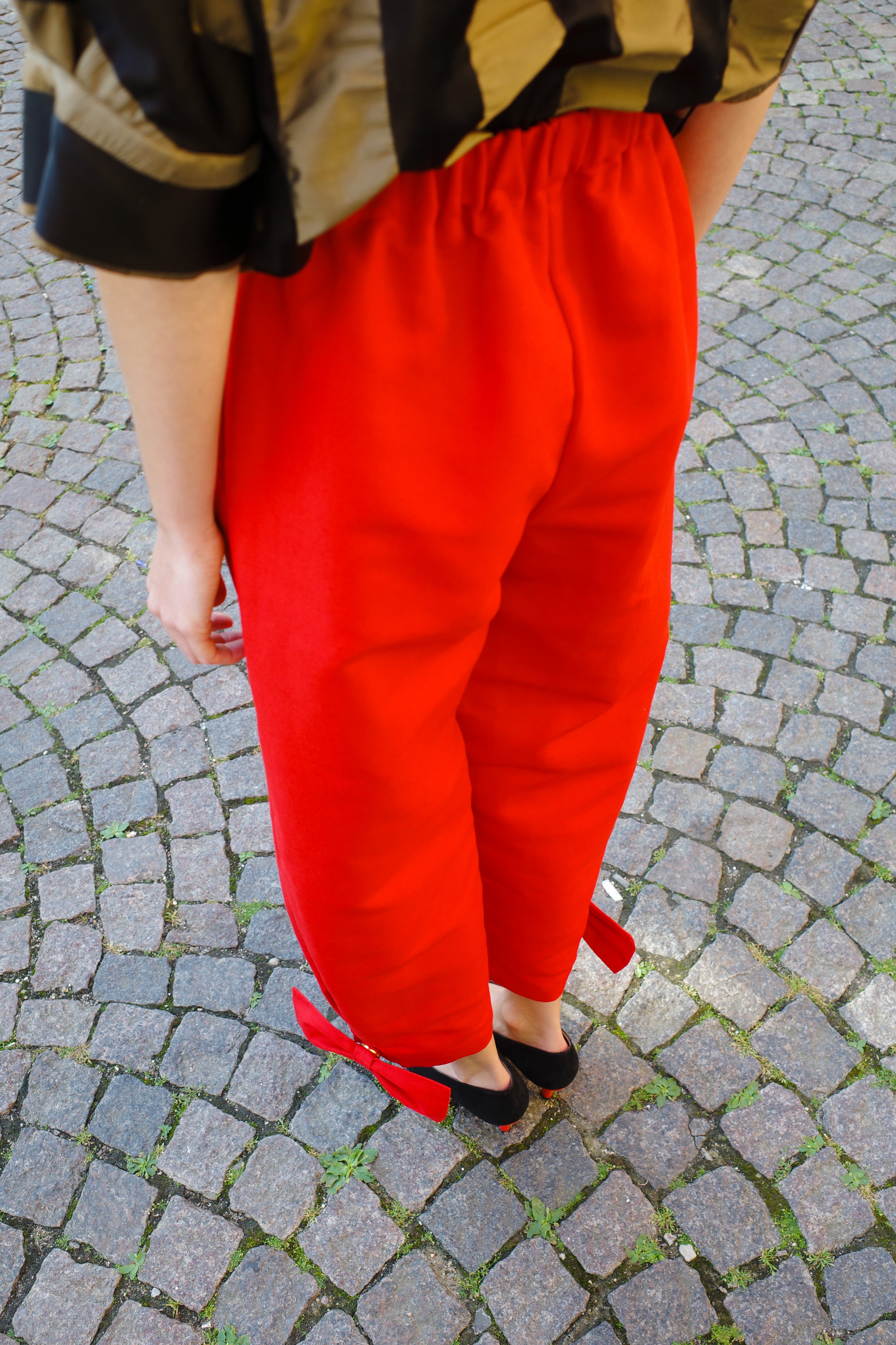 Coco Pants with Bows Red Linen