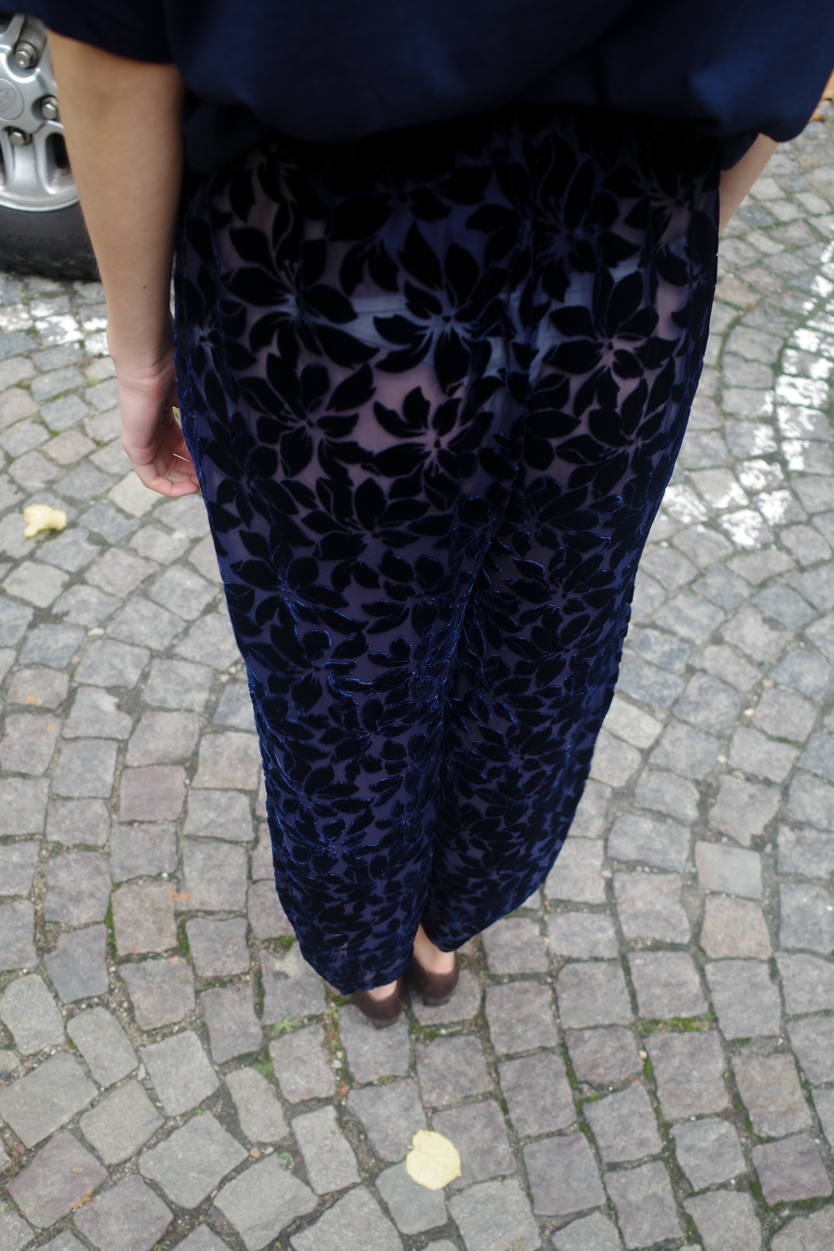 Coco Pants w. Bows Floral Velvet Midnight Blue