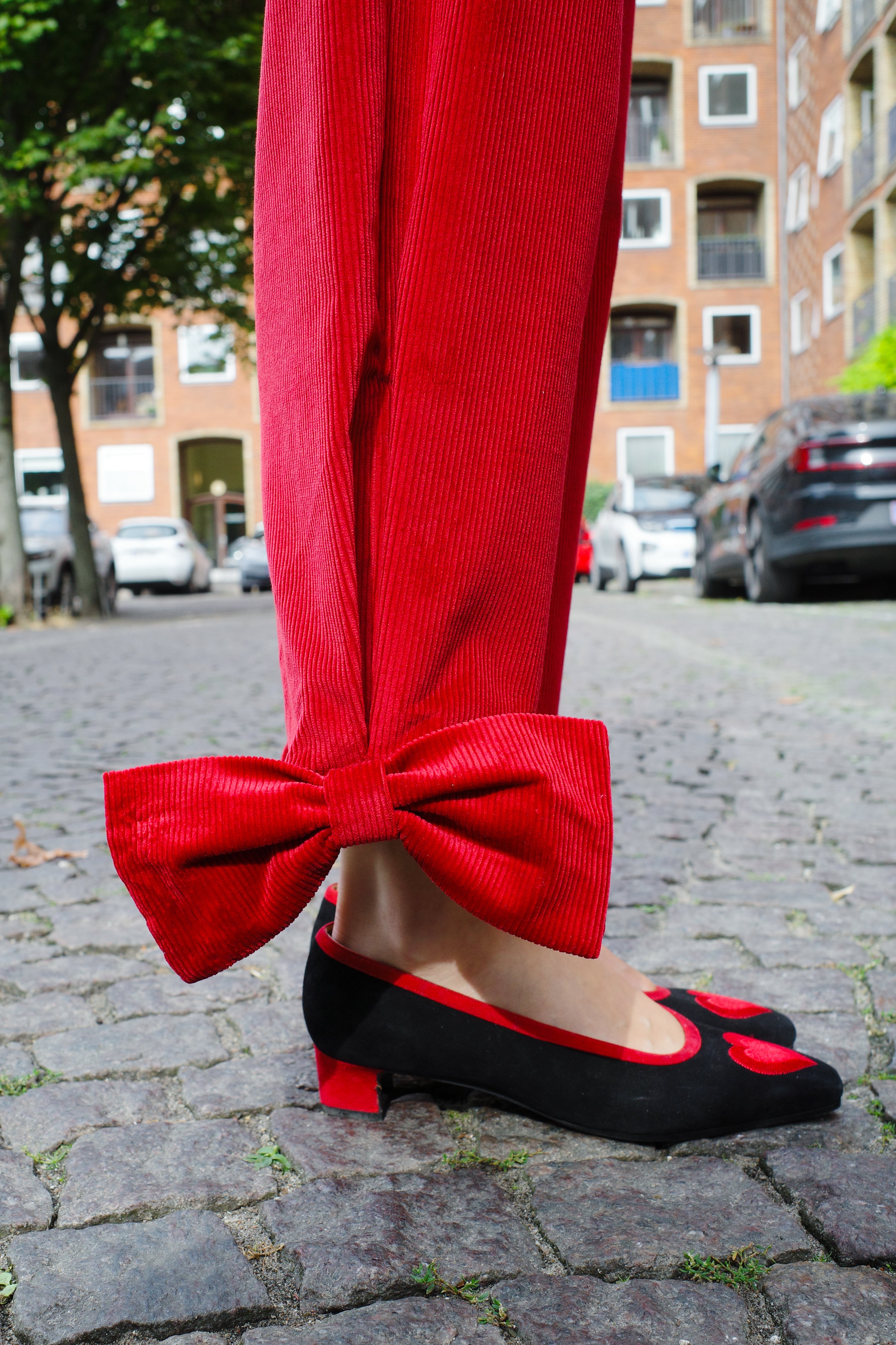 Coco Pants w. Bows Corduroy Red