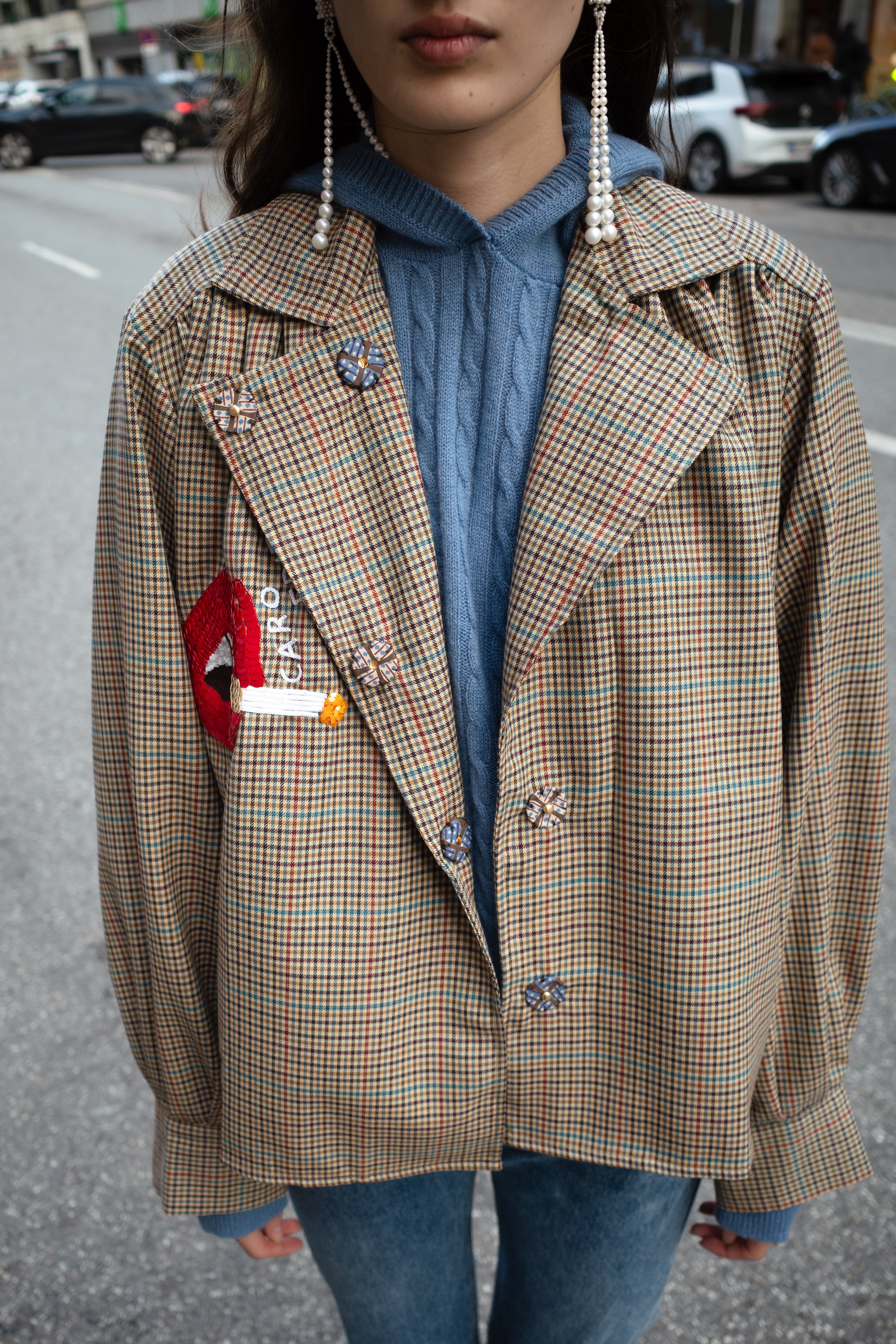 Bonsai Shirt - Tweed with Red Lips