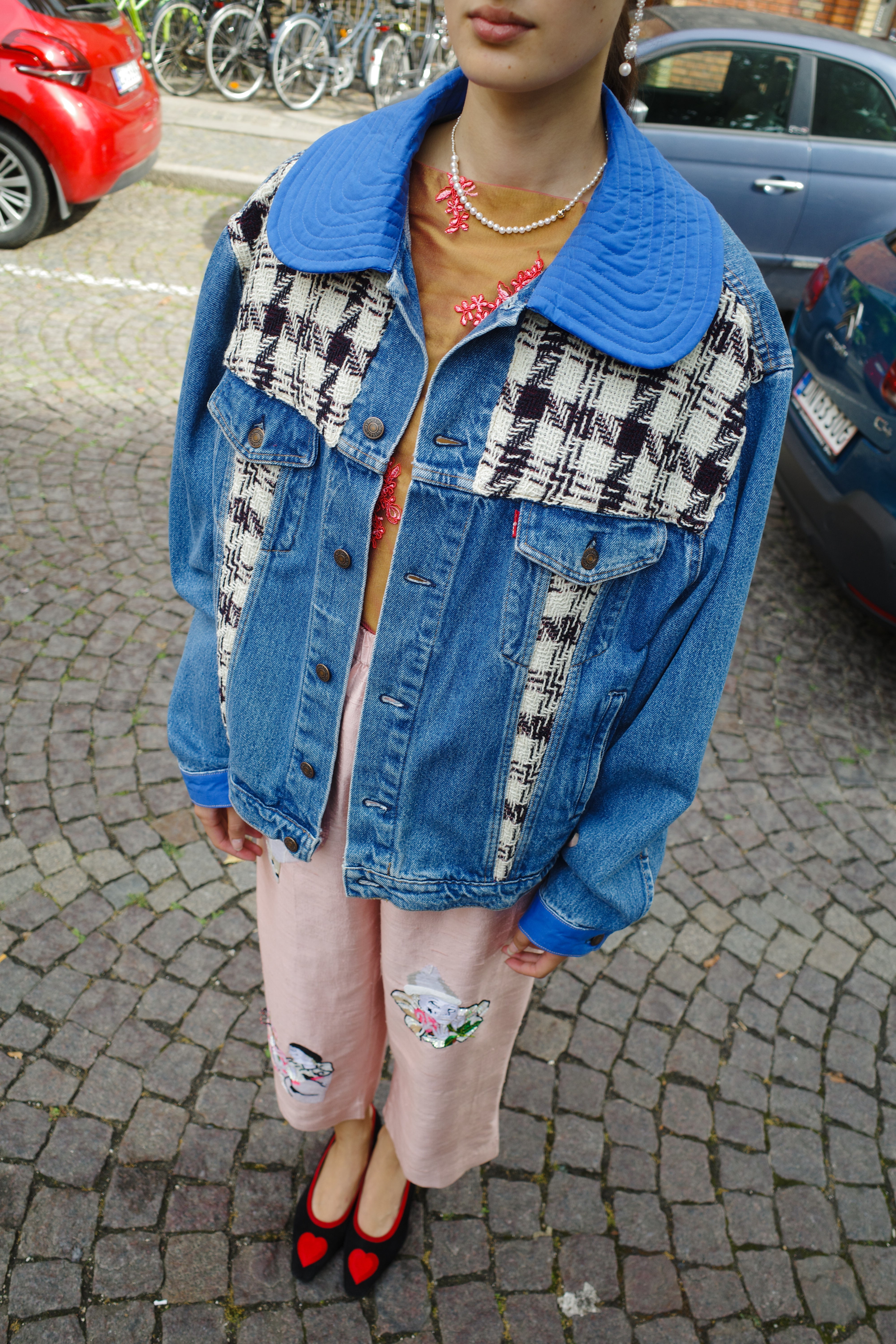 Upcycled Denim Jacket with deadstock Chanel fabric