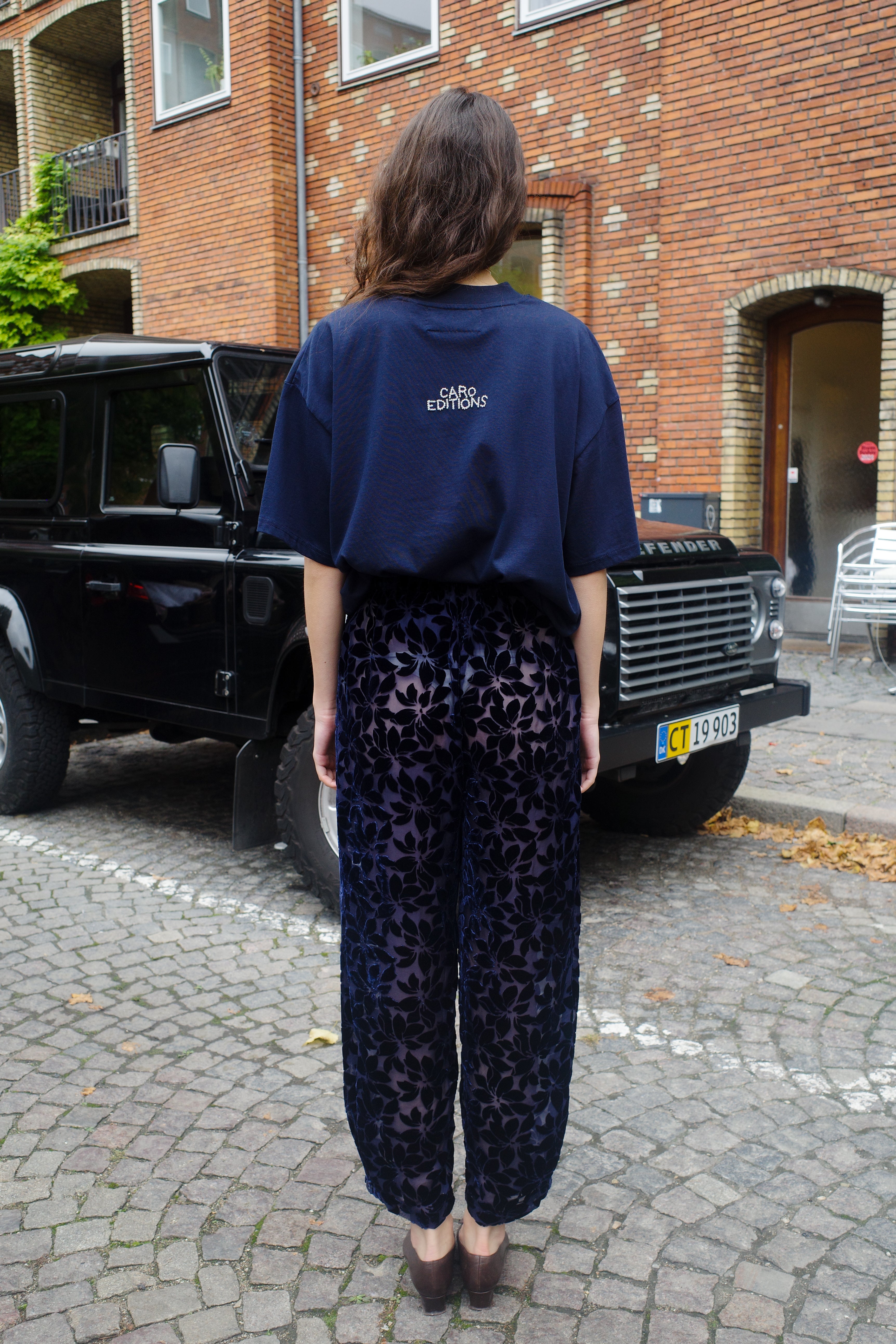 Coco Pants w. Bows Floral Velvet Midnight Blue