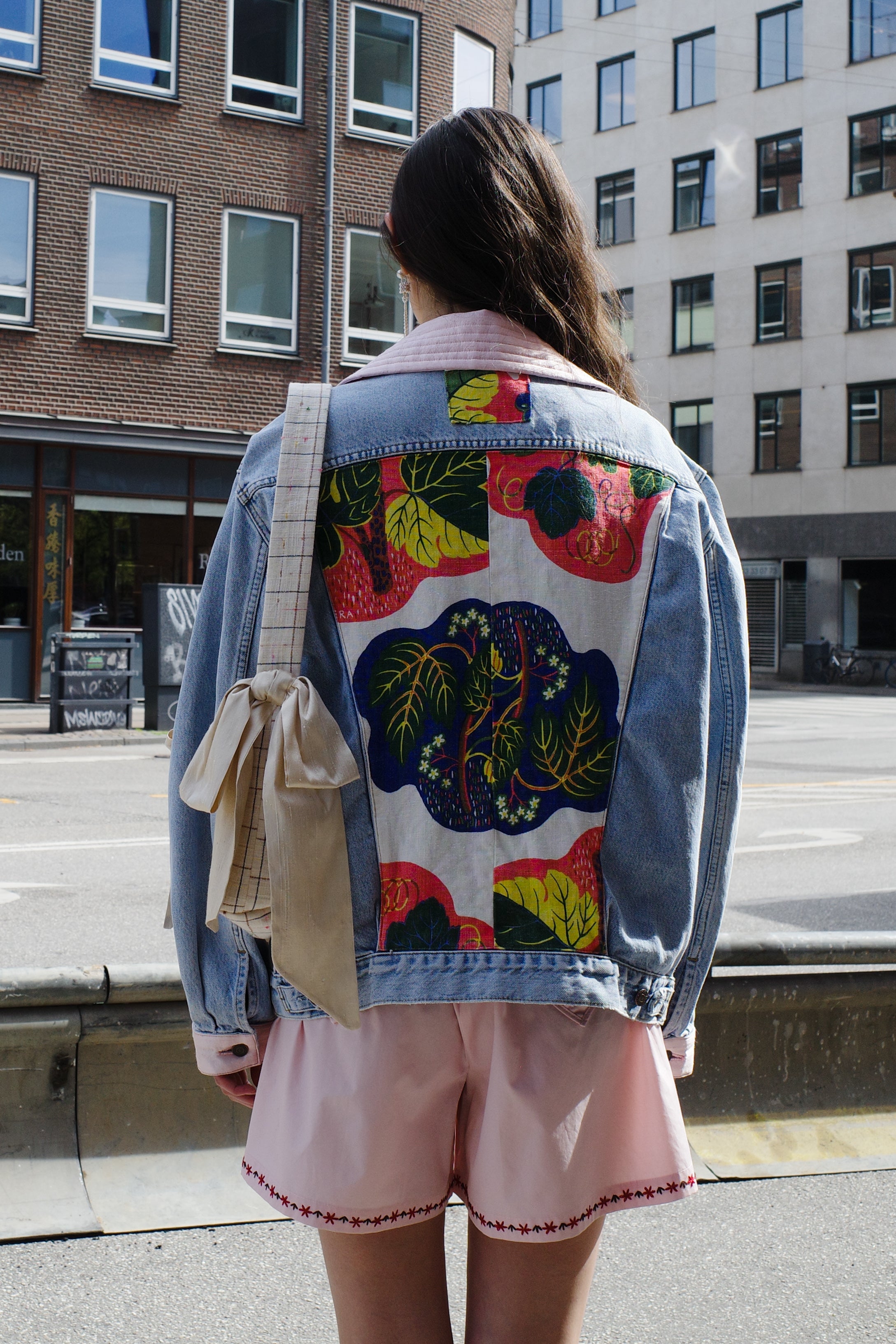 Upcycled Denim Jacket with deadstock Josef Frank fabric