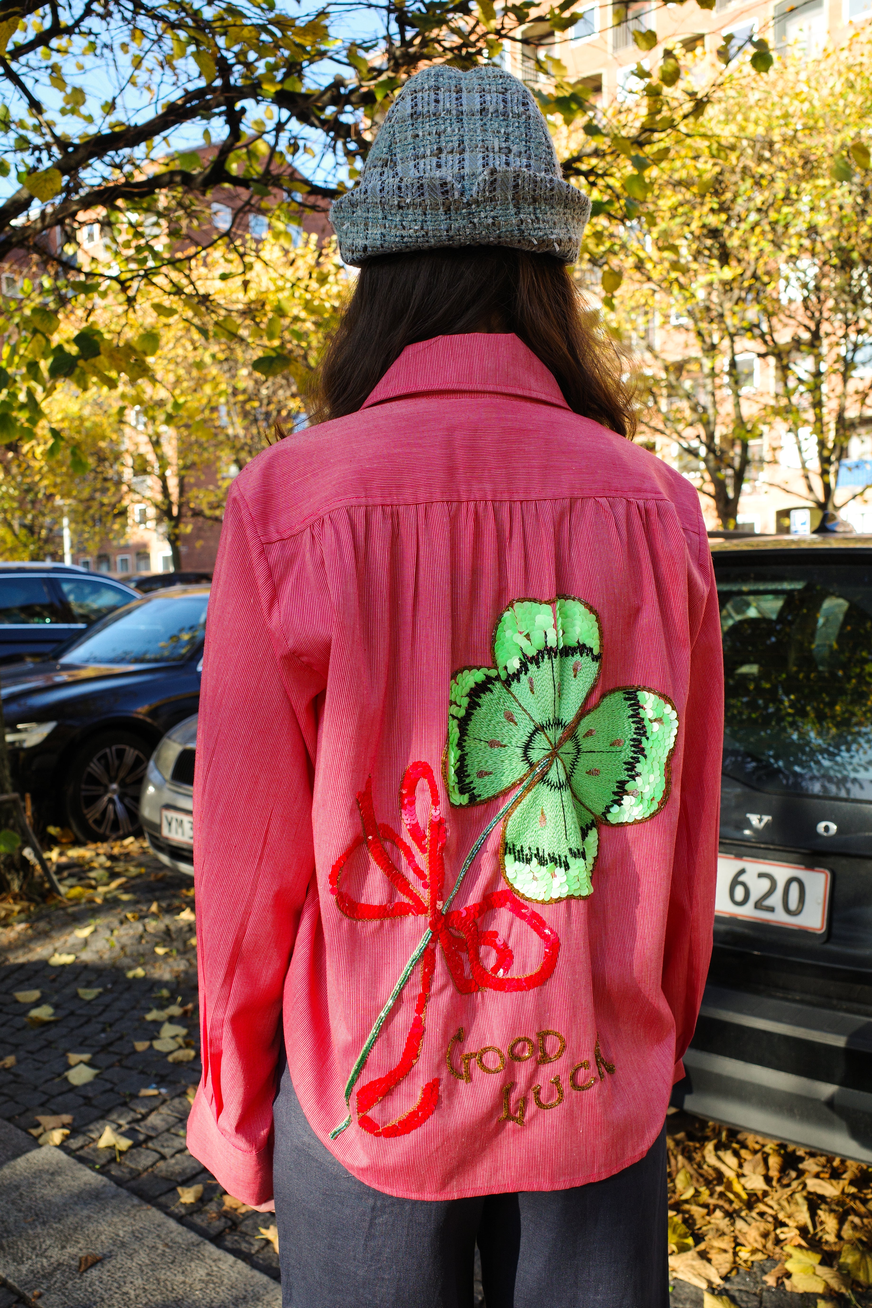 Bonsai Shirt - Red White Stripe with Clovers