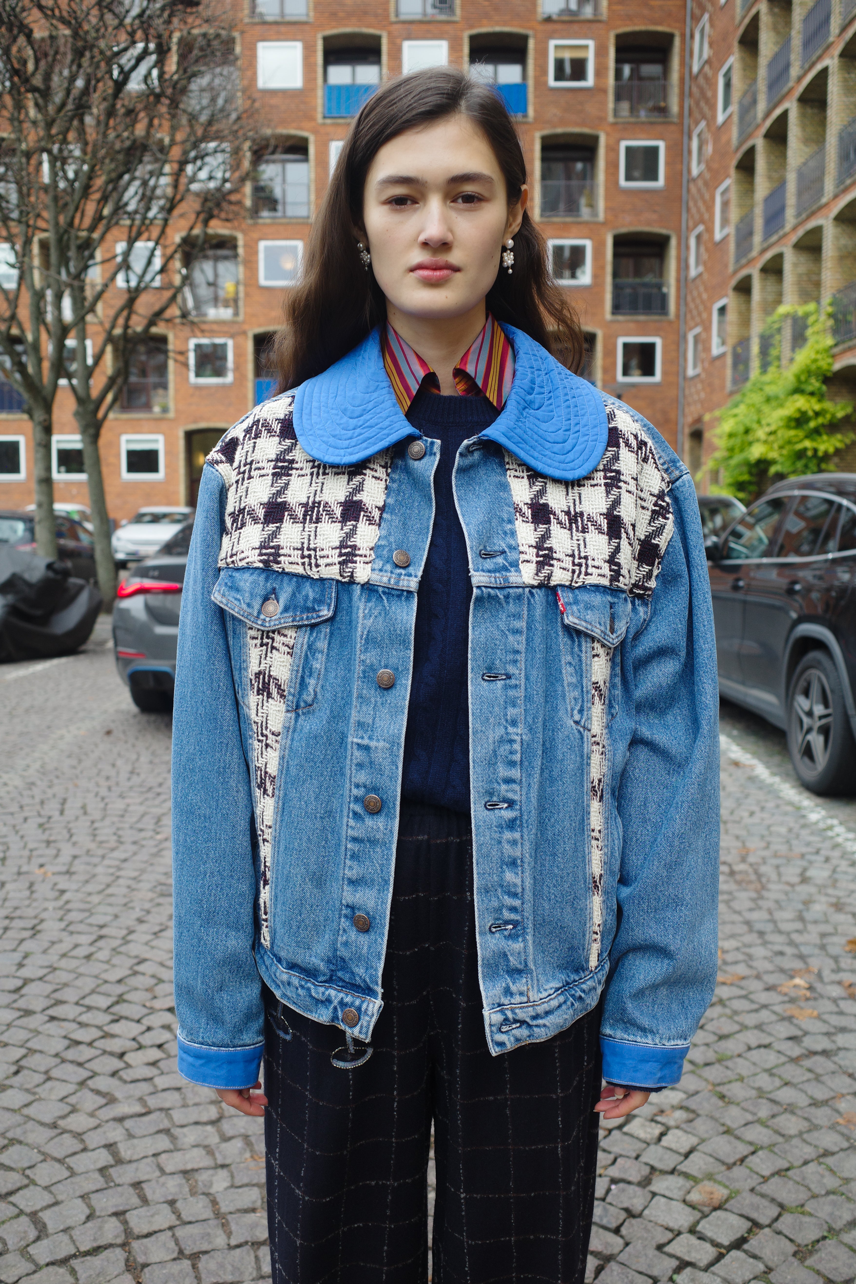 Upcycled Denim Jacket with deadstock Chanel fabric