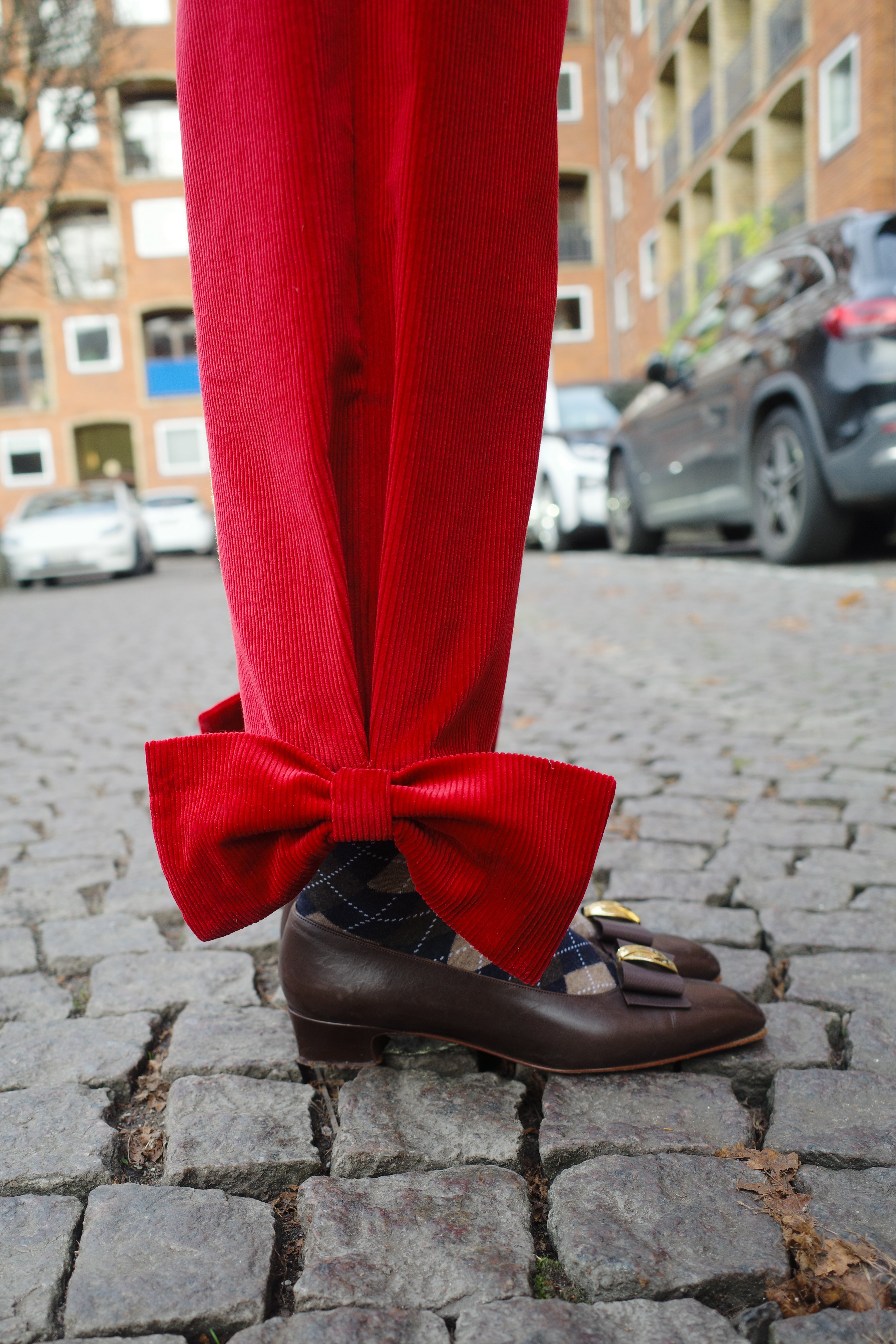 Coco Pants w. Bows Corduroy Red