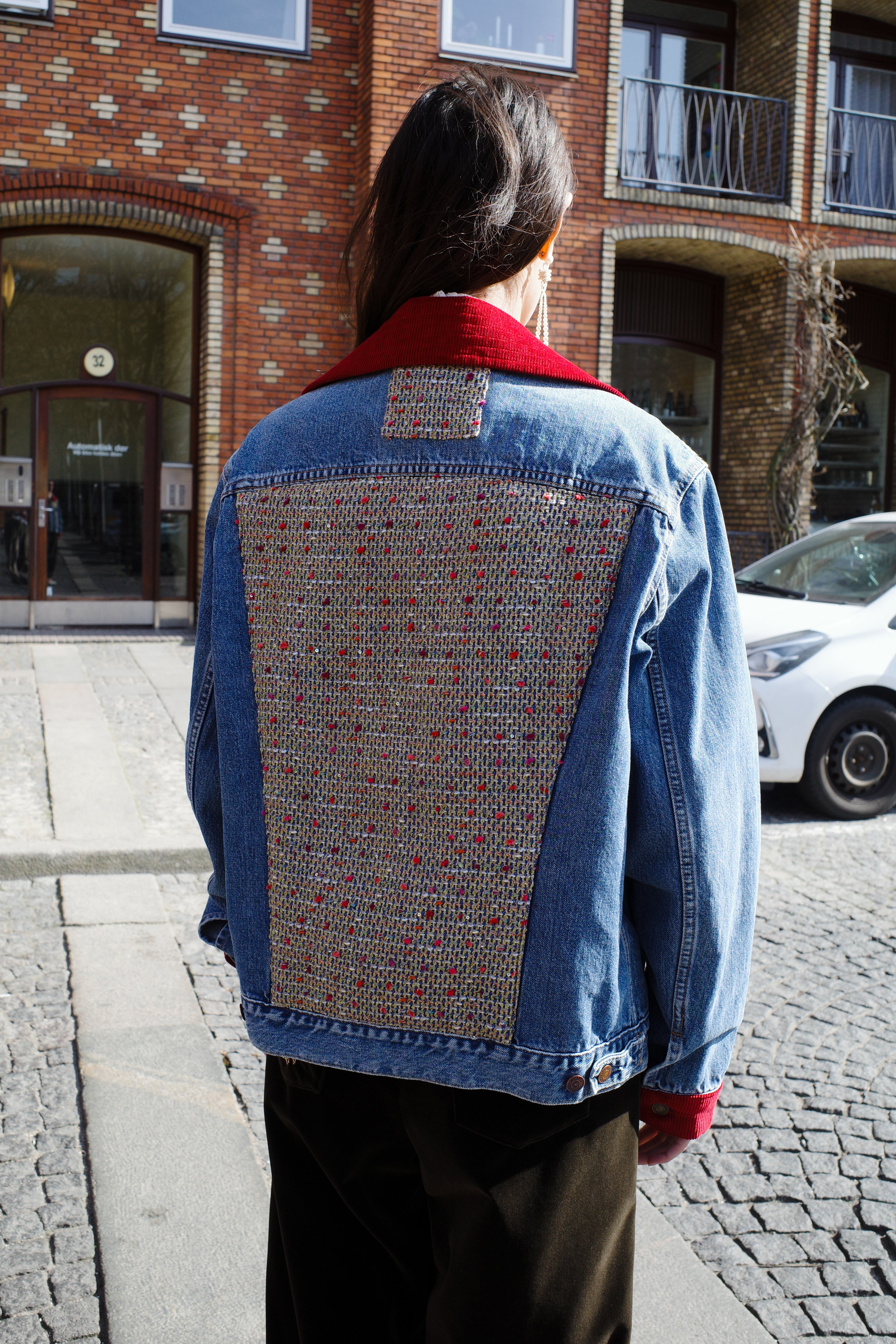 Upcycled Denim Jacket with deadstock Chanel fabric