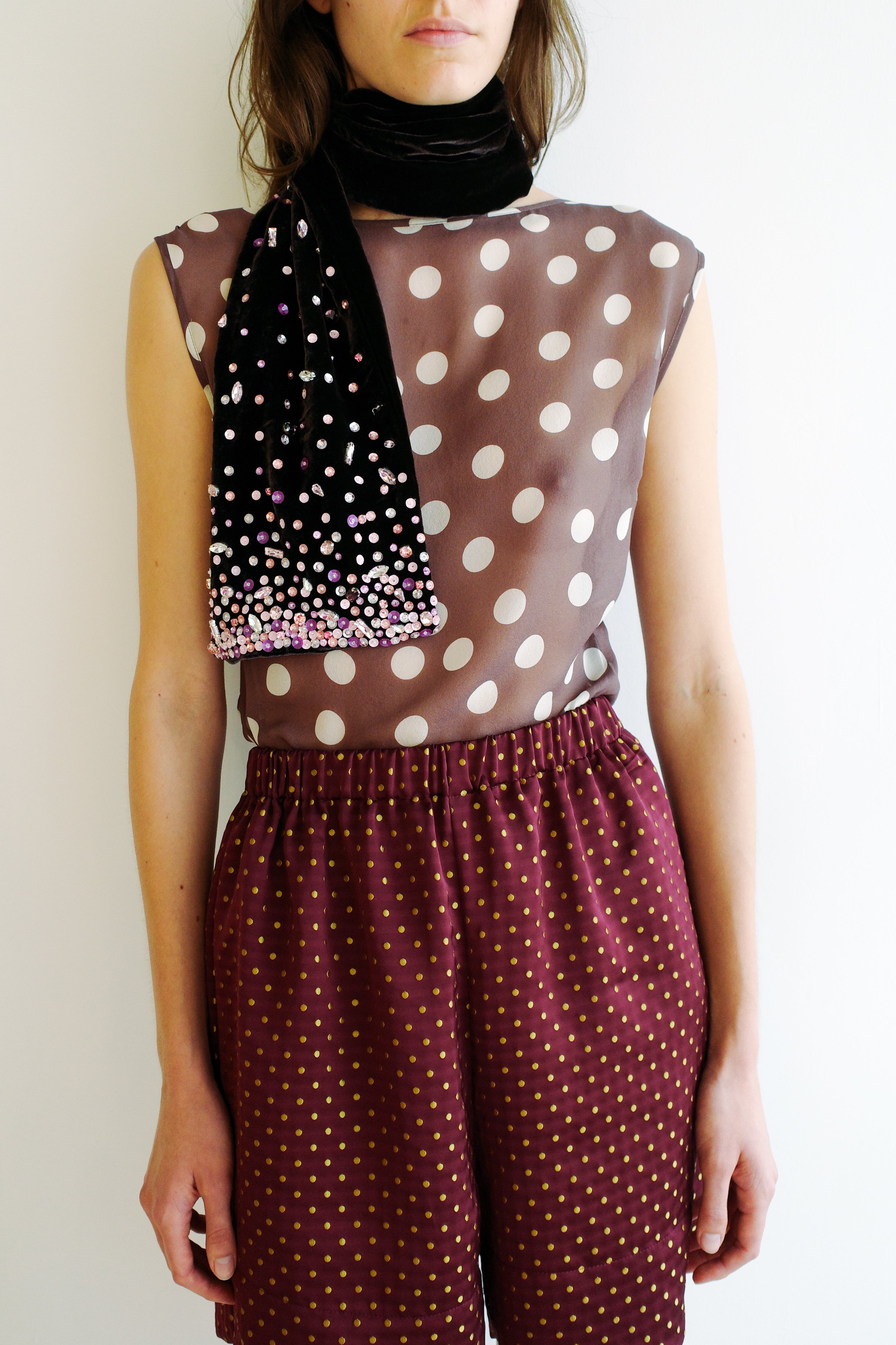 Ursula Scarf - Dark Brown w. Pink