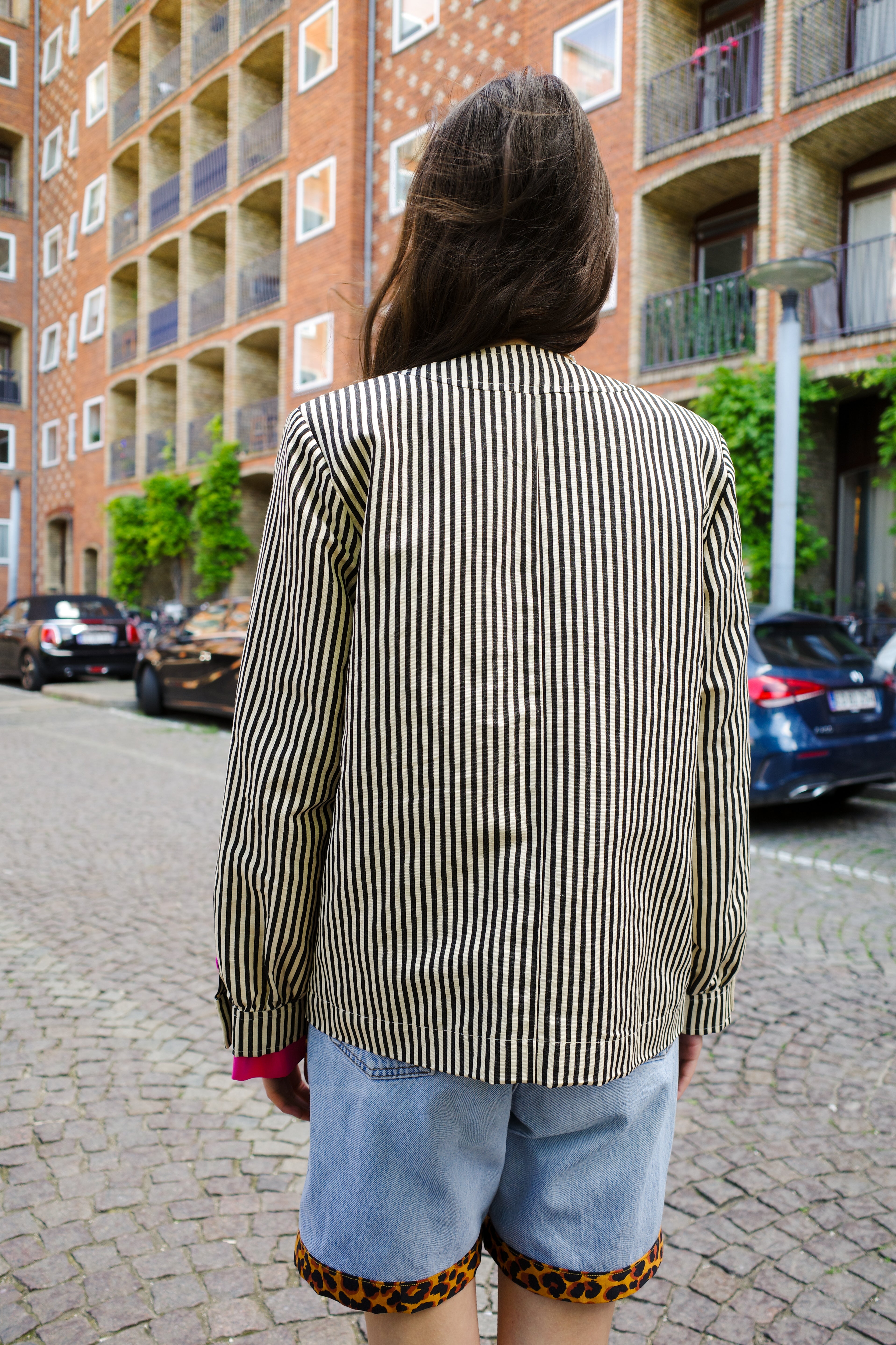 Iggy Jacket AW25 Linen/Cotton MIX Black/White Stripe