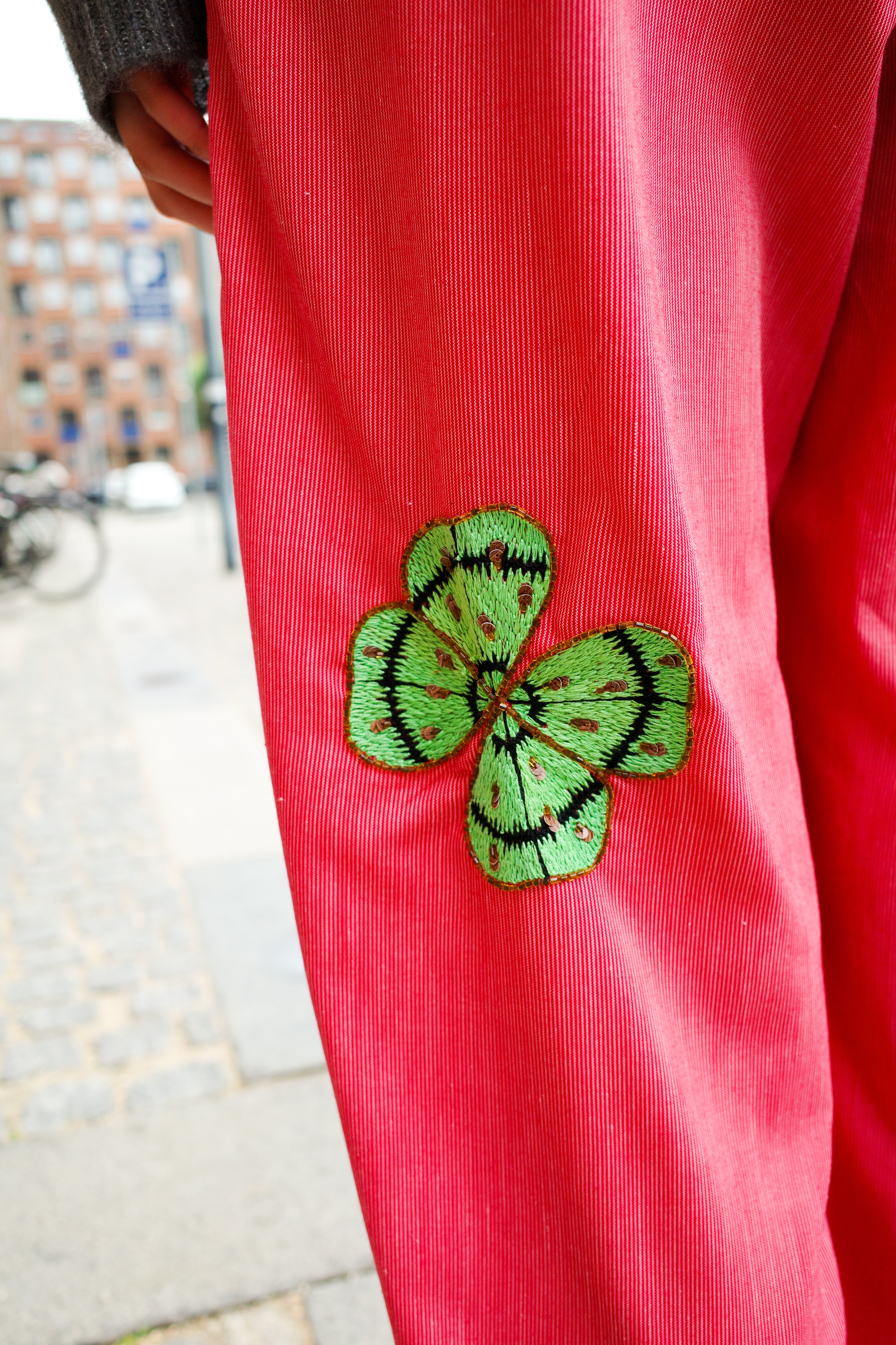 Coco Pants - Red White Stripe with Clovers