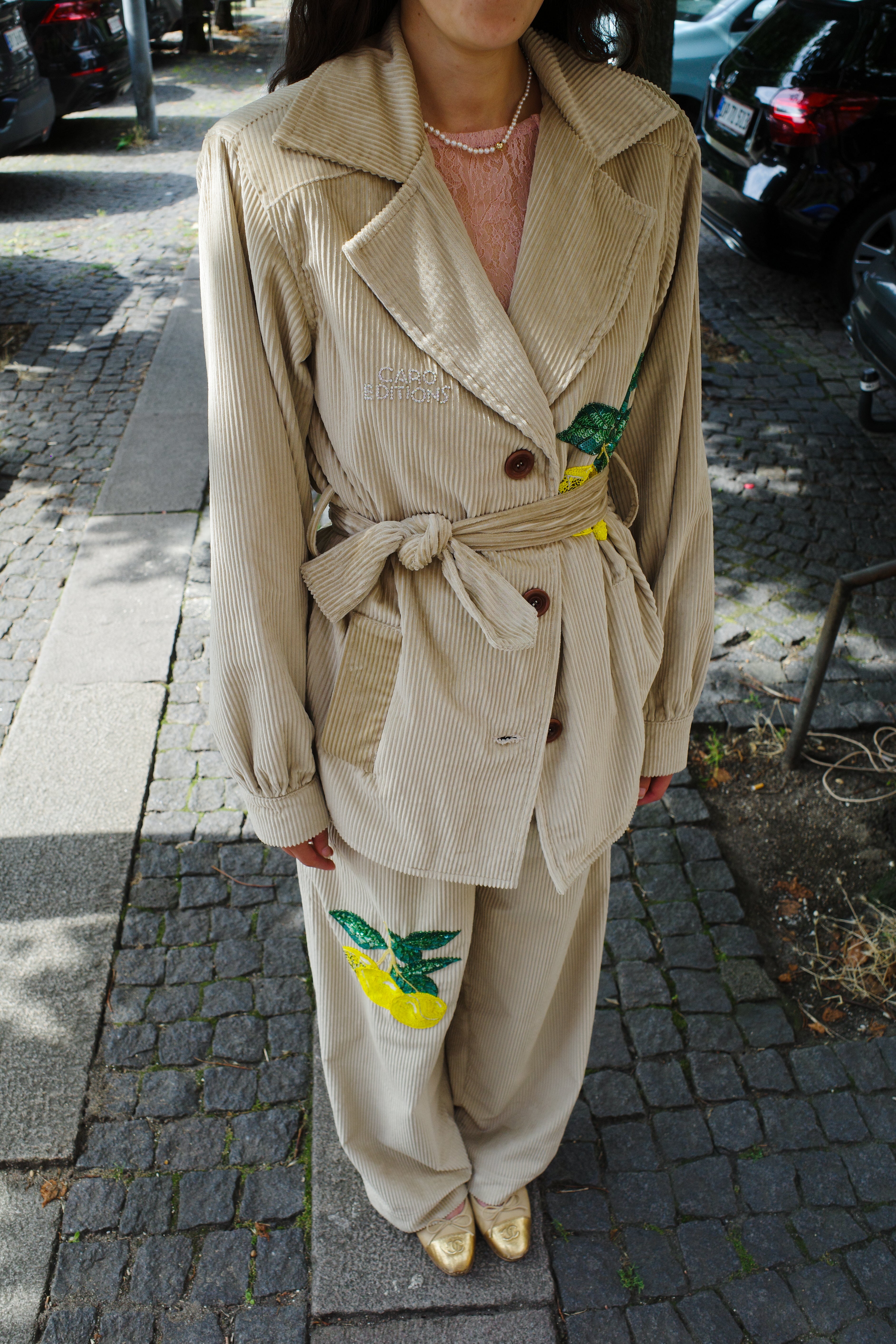 Corduroy Coco Jacket lemon embroidery