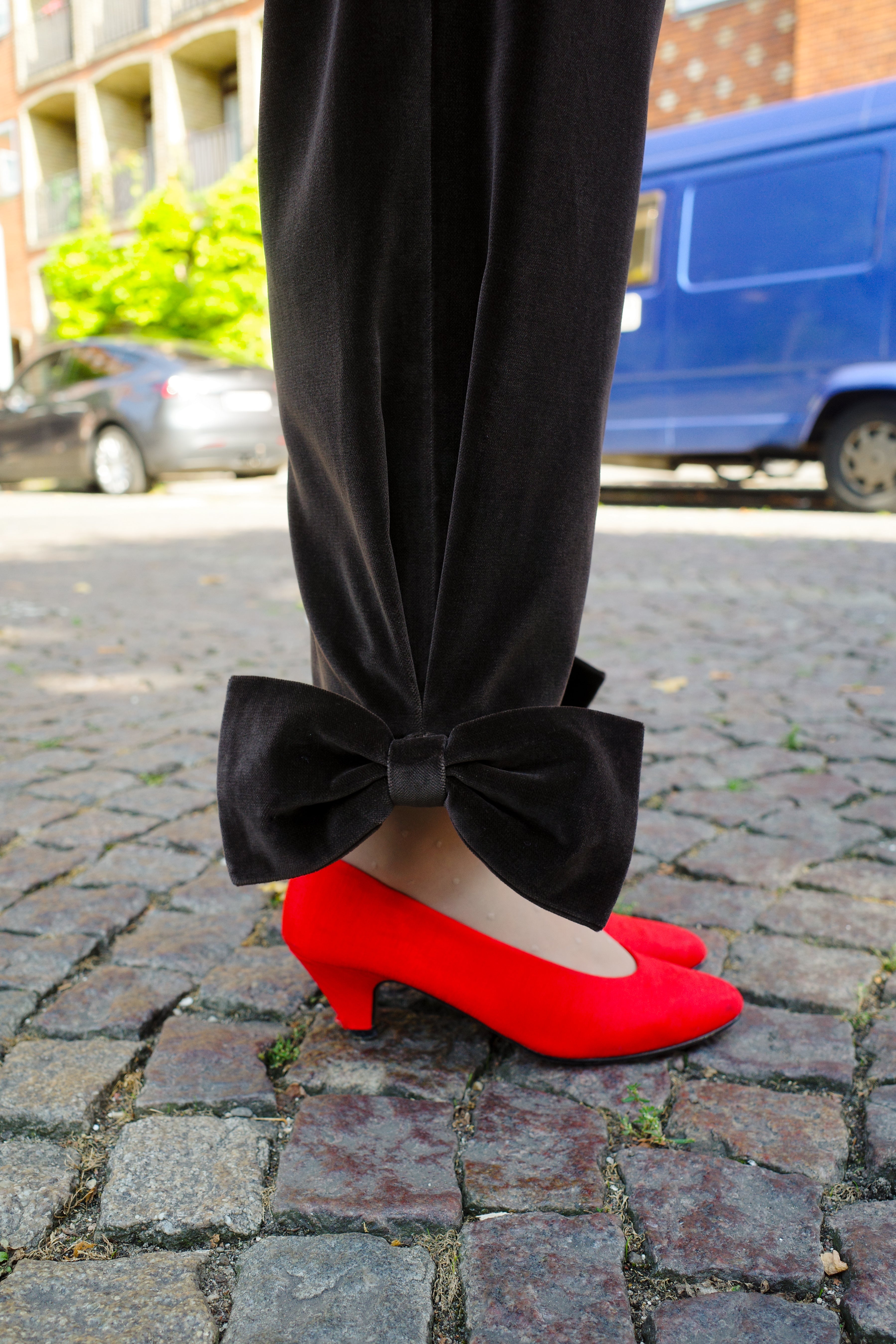 Coco Pants w. Bows Cotton Brown velvet