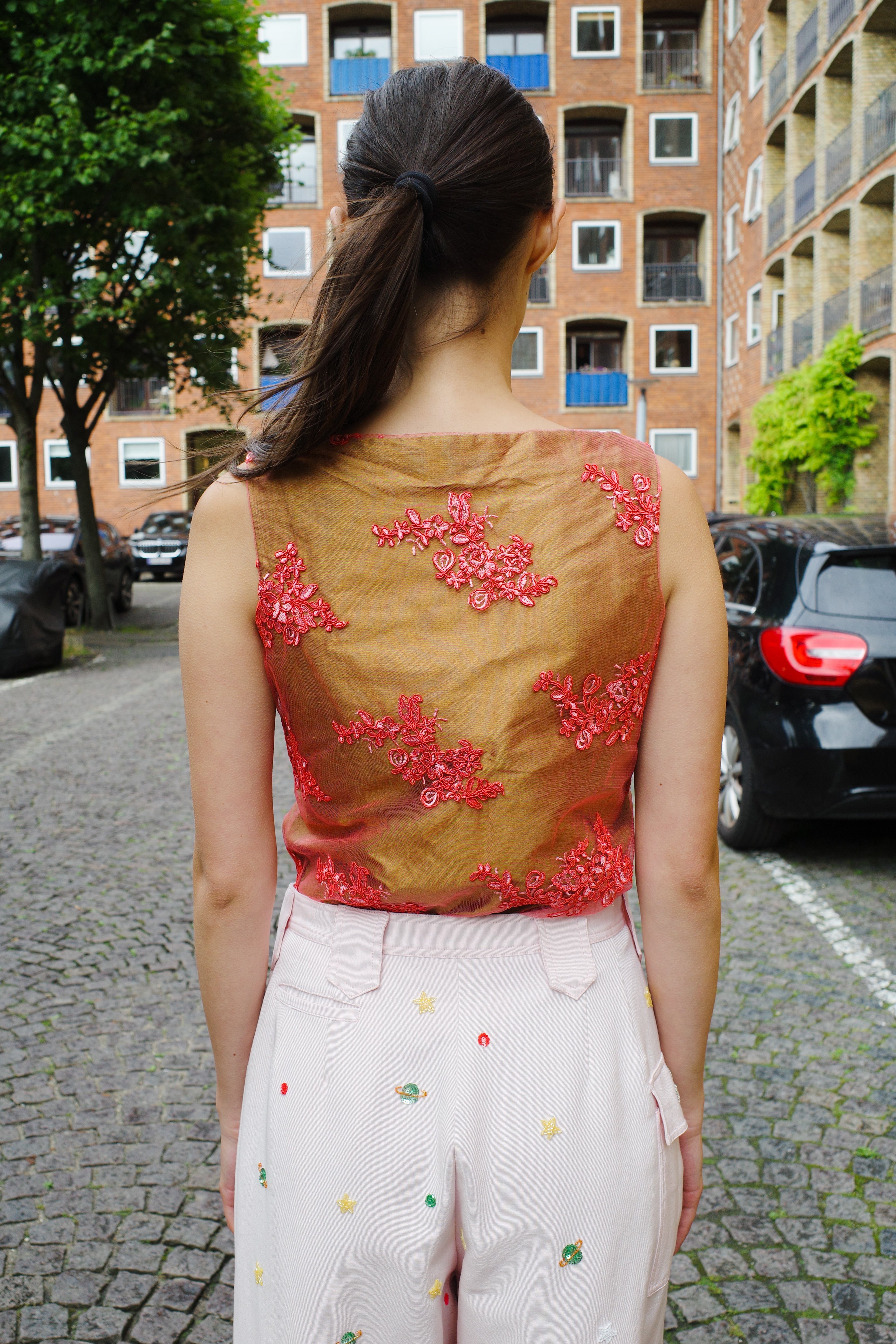 Coco Top silk taffeta and lace