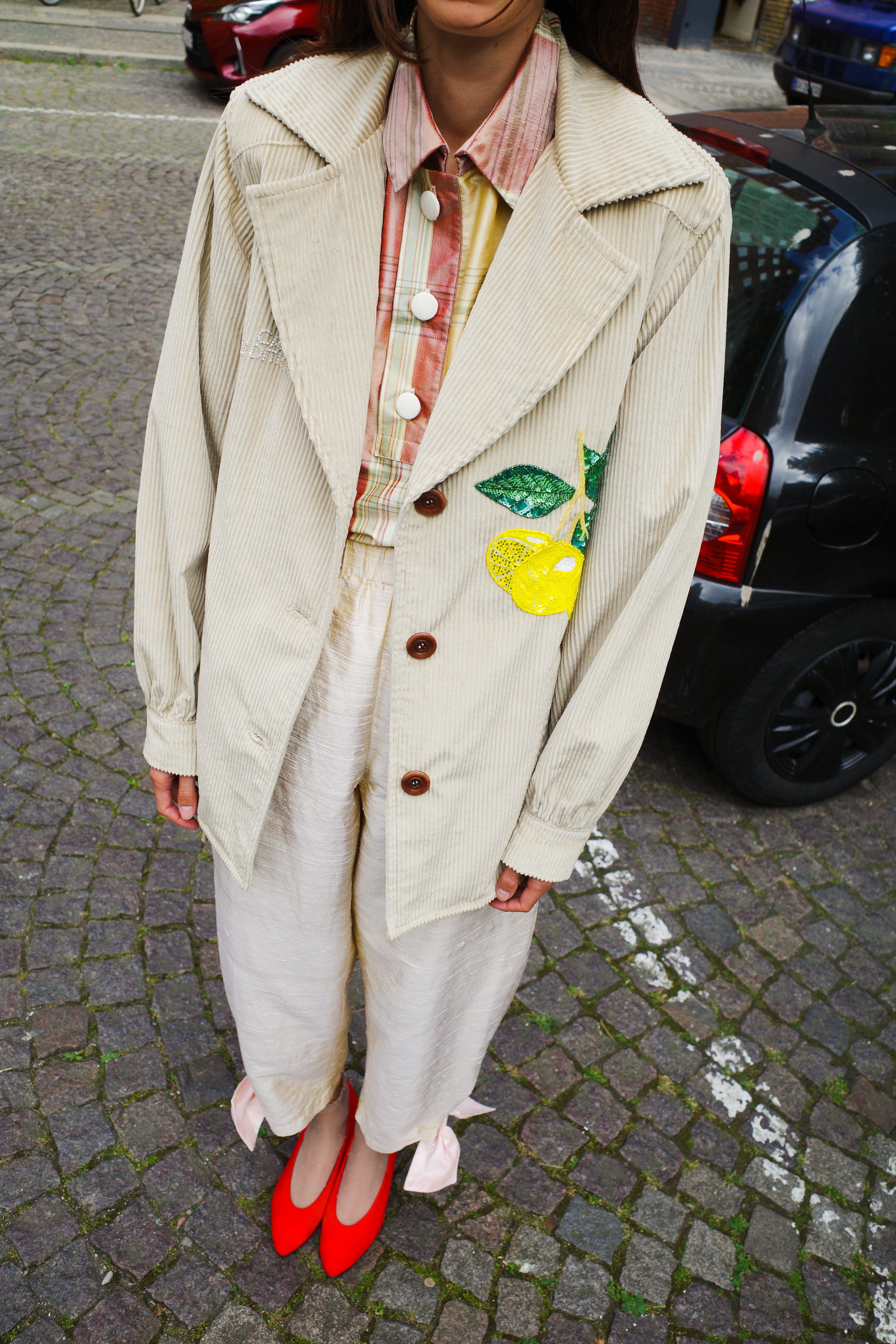 Corduroy Coco Jacket lemon embroidery